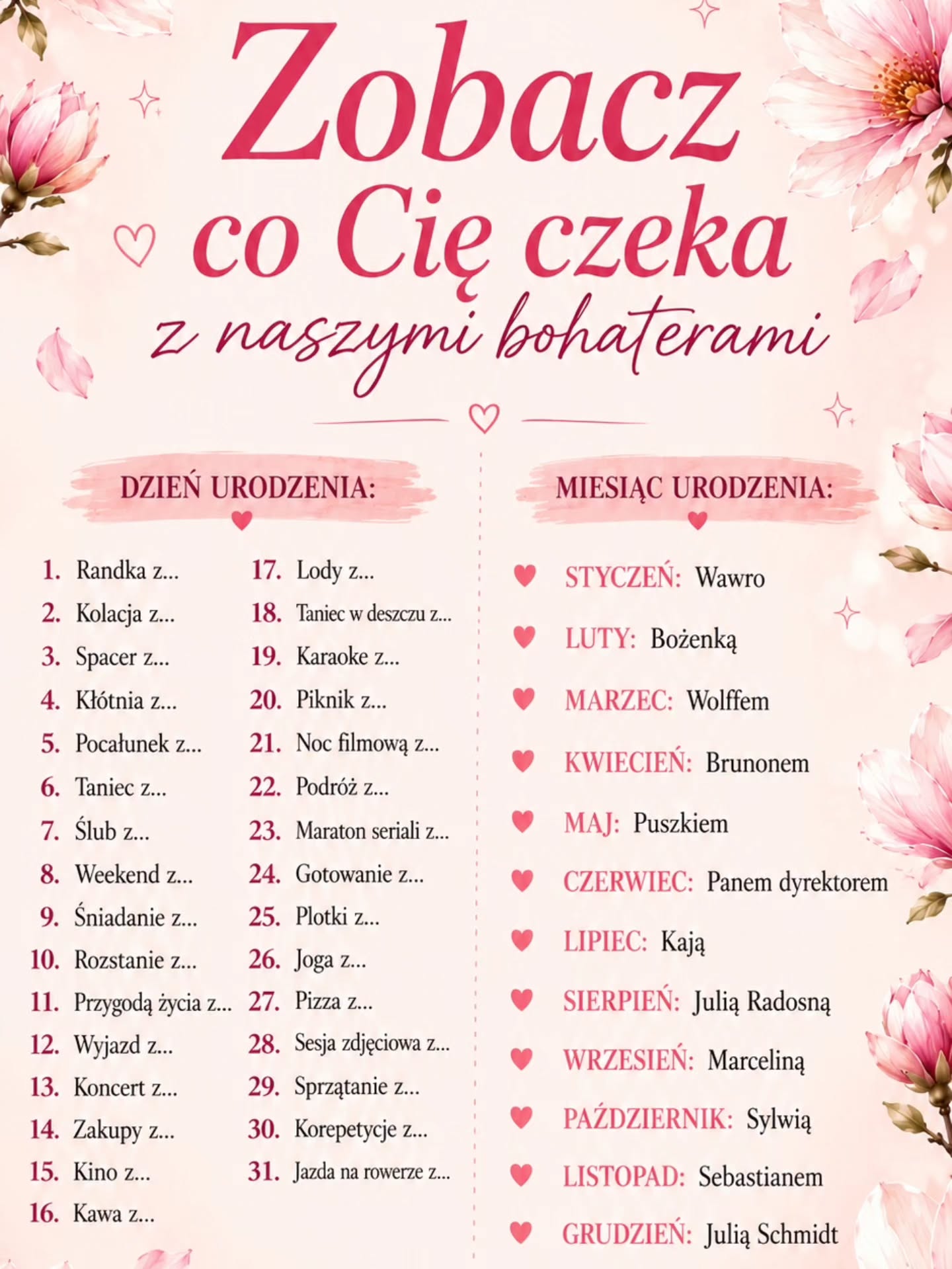 Daj znać w komentarzu co Ci wyszło!
Jeśli nie znasz jeszcze postaci, która jest Ci przeznaczona, przedstawiamy ją z jak najlepszej strony 😎
Miłego wszystkiego 💛💛💛
#wydawnictwomagnolia #ksiazkowelove #książkostagram #czytajksiążki #książkadlaciebie