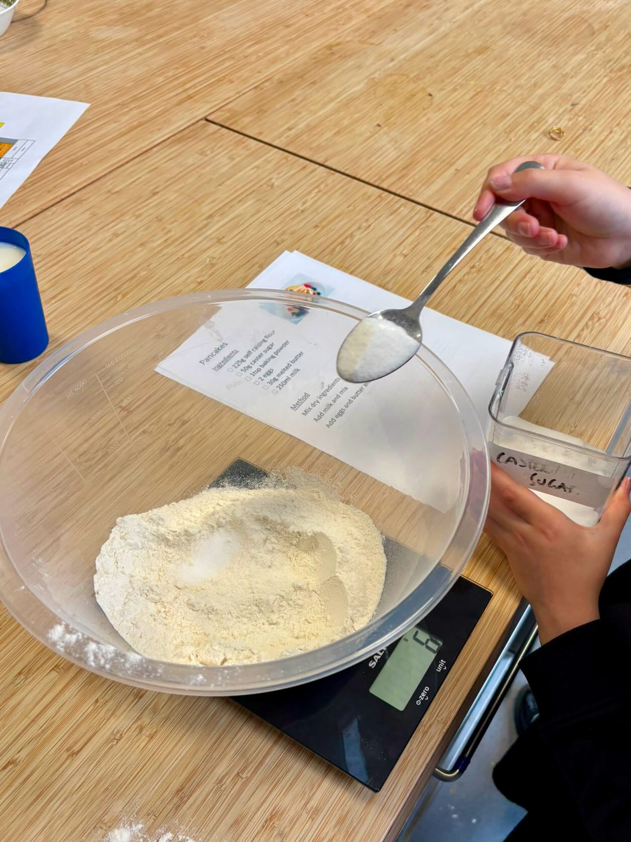 Following a recipe to make yummy pancakes today #practicalcookery #pancakes