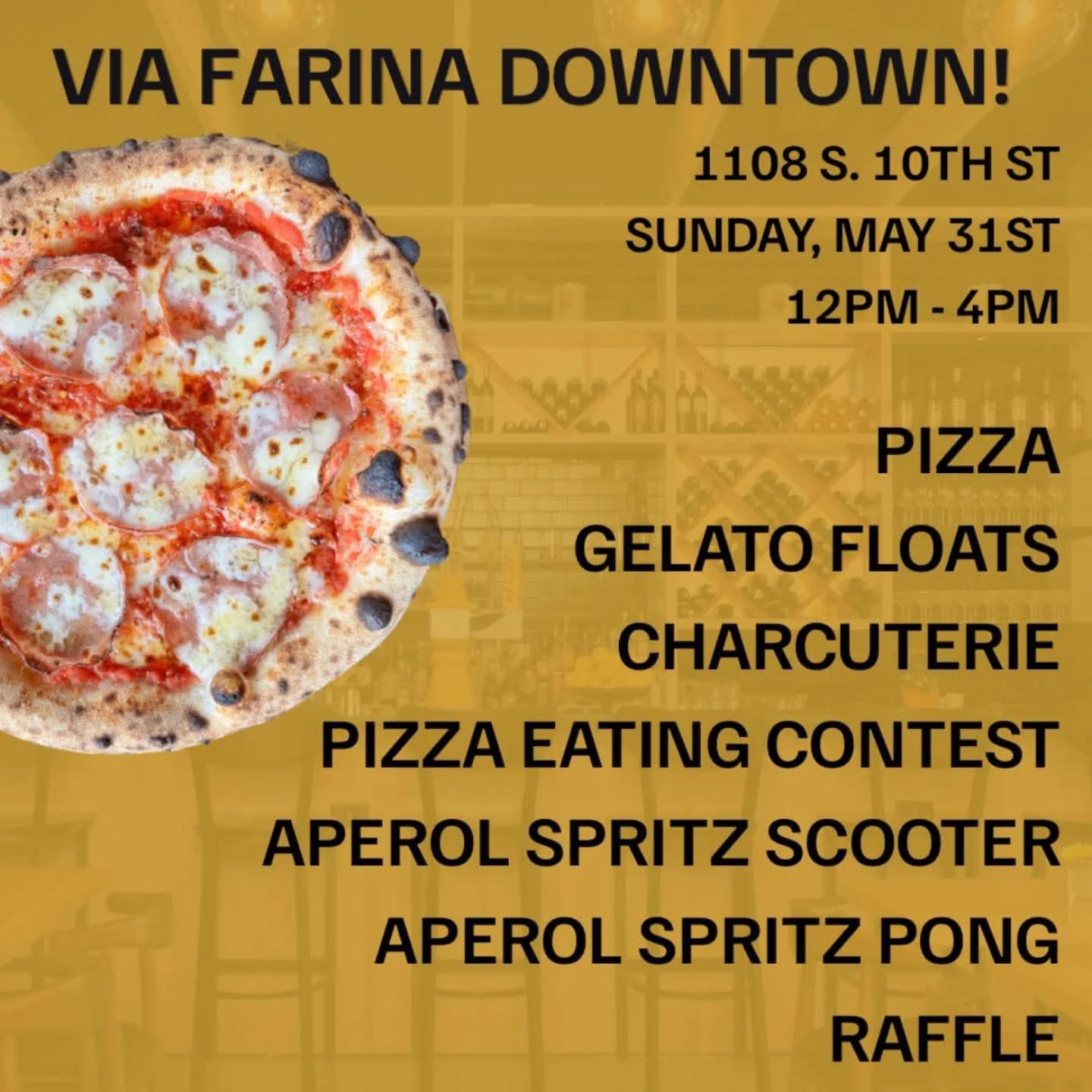 Oh man, come down to Via Farina @goviafarina and you might see me in a Pizza Eating Contest!
Via people mean a lot to me and I'm excited to celebrate. Happy 10th fam!
(Pic from Via's FB)
