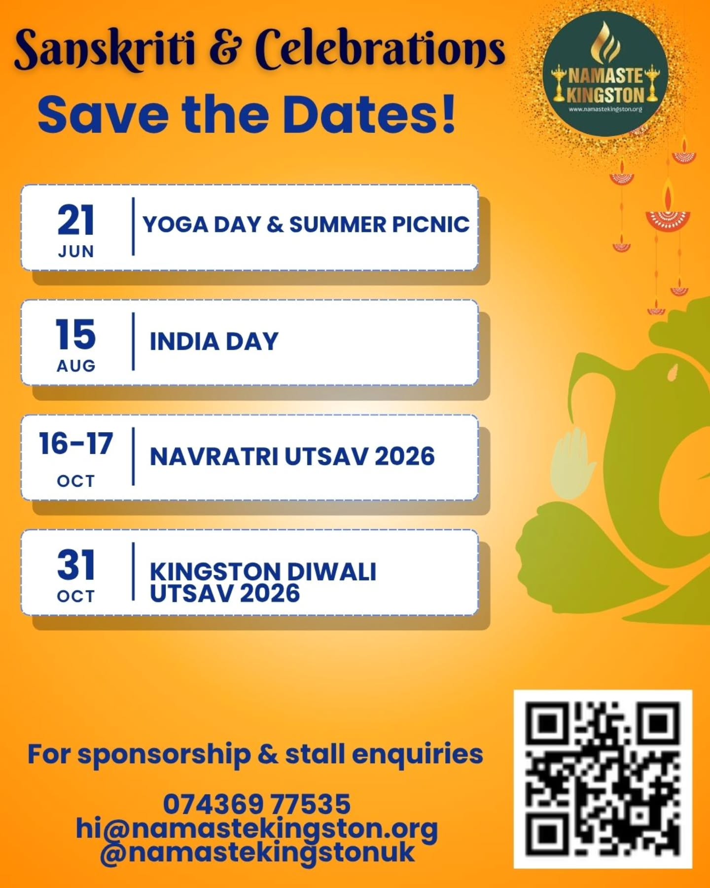 Dear NK Family, Mark your calendars for our upcoming initiatives and events.
Members only Super Early Bird prices releasing soon for Navratri and Diwali Utsav.
DM to join our members WhatsApp group to know 1st about the tickets releases.