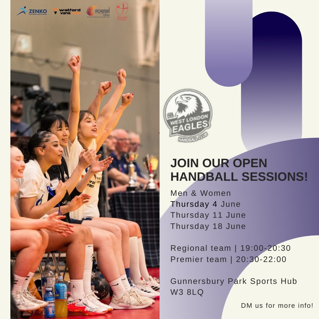 Come Meet Us Before the Summer Break!
June is the perfect time to come and meet us before the summer break and ahead of next season preparation.
We will continue training at Gunnersbury on:
📅 Thursday 4 June
📅 Thursday 11 June
📅 Thursday 18 June
Meet the team
✅ Experience our training environment
✅ Learn about our plans for next season
✅ Find out how you can become part of the Eagles
Players, coaches, managers, sport volunteers, come along and embrace our challenges!
Our junior sessions and activities on Saturdays are also continuing throughout June and early July. If you’re interested in joining our youth programme, please get in touch.
All are welcome! Looking forward to seeing you on the court🤾♂️🤾♀️
#WestLondonEagles #Handball #LondonHandball #englandhandba #britishhandball