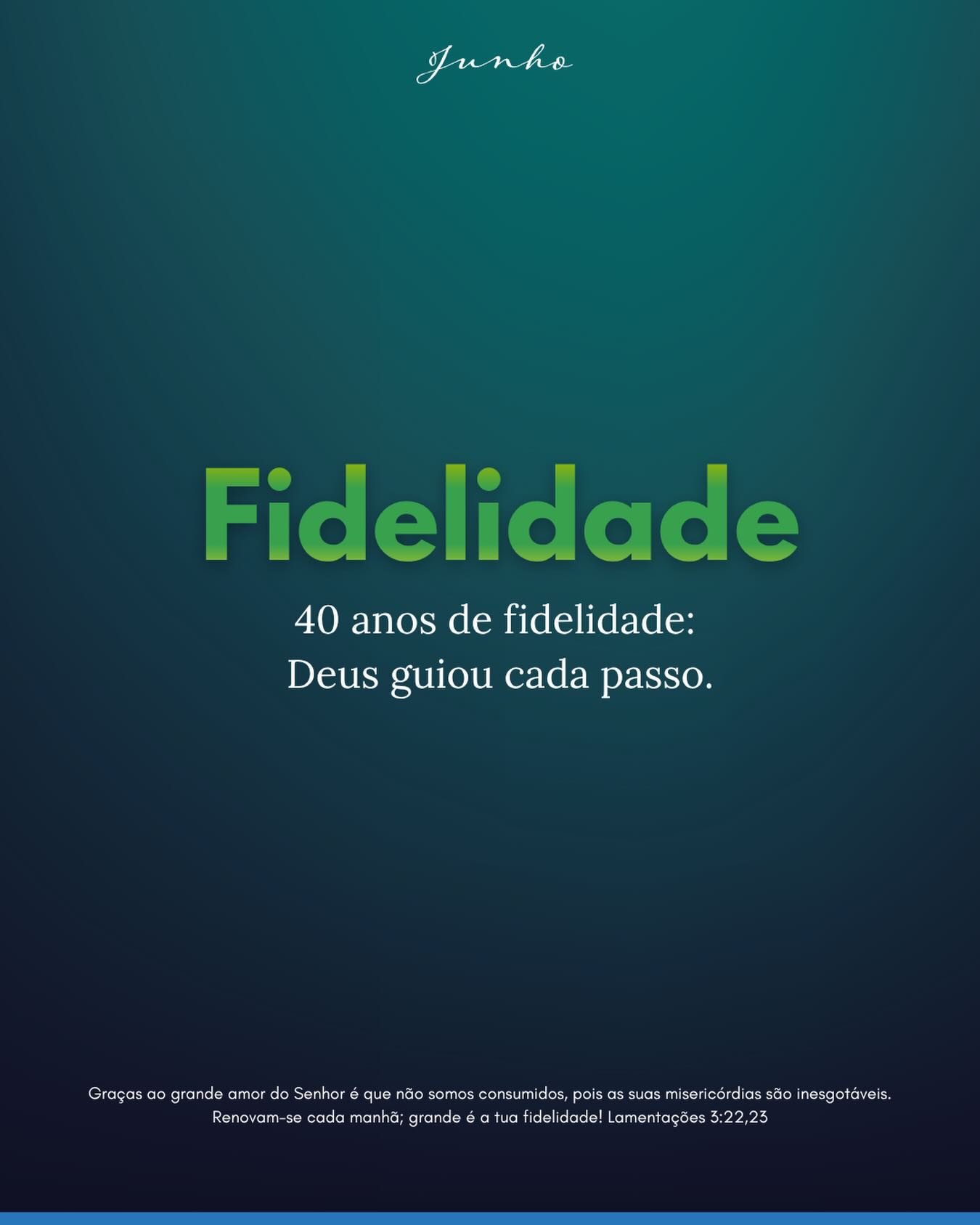 Deus é a Rocha que sustenta a nossa história, grande é a Sua Fidelidade. Ao olharmos para a trajetória da Academia Cristã de Boa Viagem, celebramos um marco extraordinário: 40 anos de fidelidade. Deus guiou cada passo. Nessa jornada, nossa missão permanece firme em unir excelência acadêmica e formação bíblica sólida, preparando corações e mentes sob uma cosmovisão cristã. Cada aluno e cada conquista são frutos desse cuidado incessante do Senhor.
Como nos lembra a Palavra em Lamentações 3:22-23: “As suas misericórdias são inesgotáveis. Renovam-se cada manhã; grande é a tua fidelidade!”
Obrigado, famílias, por fazerem parte desta história de graça. Iniciamos mais um mês convictos de que Ele continuará guiando os nossos passos! 💙📖✏️
#junho #academiacrista #ACBV