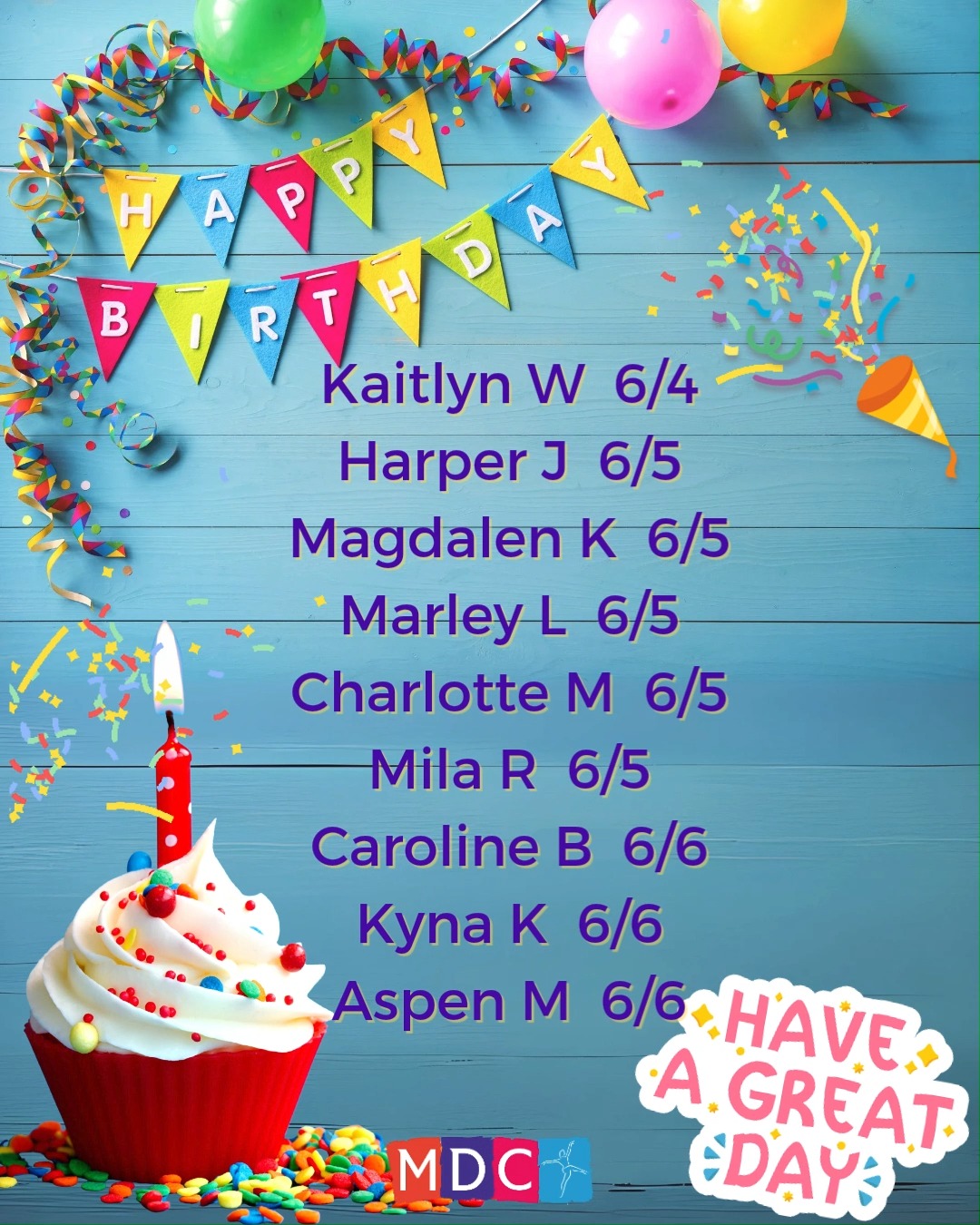 Happy birthday to our dancers celebrating this week! 🥳🎈 Enjoy YOUR day!