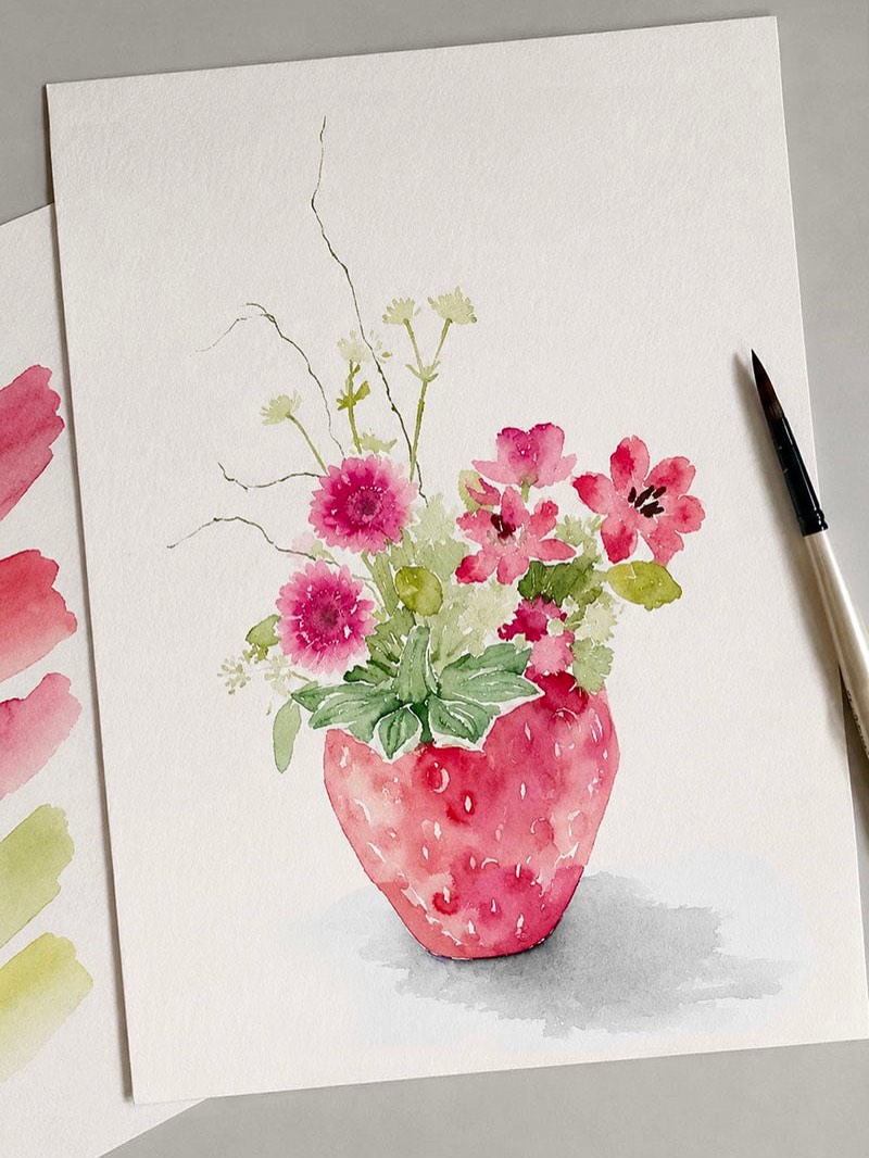 🍓🌺 #beautifulbouquetsforu @beautiful_bouquets_for_u @byc_art_28_ #dtiys #drawthisinyourstyle #flowerpainting #botanicalillustration