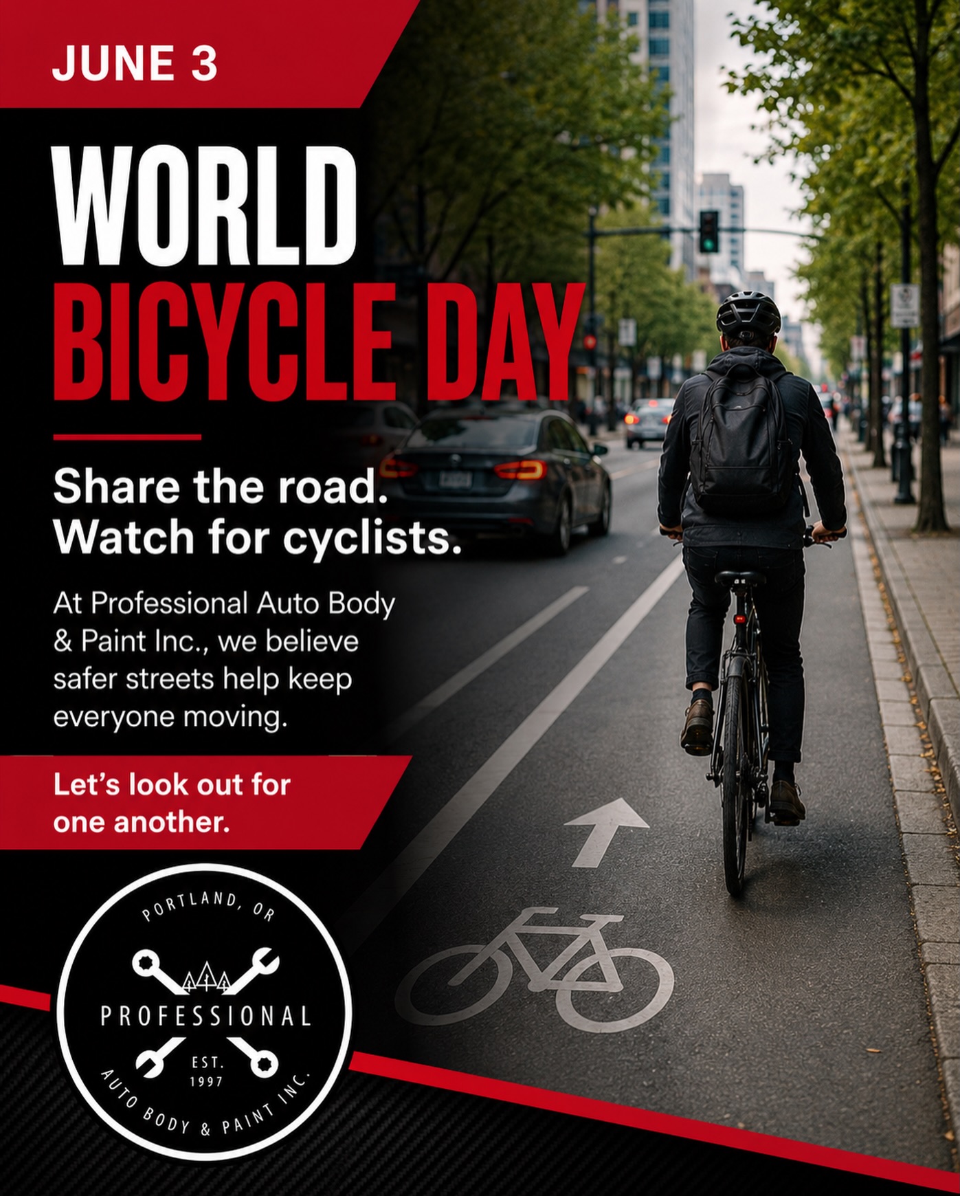 🚴♀️🌞 Happy World Bicycle Day, Portland 🌞🚴♂️
What a beautiful day to get outside and ride your bike!
Portland is one of the most bicycle-friendly cities in the country, with miles of dedicated bike lanes, scenic routes, and a community that loves getting outdoors. Whether you’re riding to work, exploring the city, or enjoying a family ride through the neighborhood, today is the perfect day to celebrate the joy of cycling.
At Professional Auto Body & Paint, we’re proud to be a community-focused business that supports safe streets for everyone. We encourage drivers and cyclists alike to share the road, stay alert, and look out for one another.
🚲 Grab your bike.
👨👩👧👦 Ride with family and friends.
🌳 Enjoy Portland’s beautiful trails and bike paths.
☀️ Make the most of this gorgeous day.
With many exciting bicycle events happening throughout Portland this summer, there’s never been a better time to get involved in the cycling community. Stay tuned and support local events that help make Portland such a great place to ride.
Let’s keep our streets safe and celebrate World Bicycle Day together!
#worldbicycleday
#ridebikes
#bicyle
#pdx
#ridelife