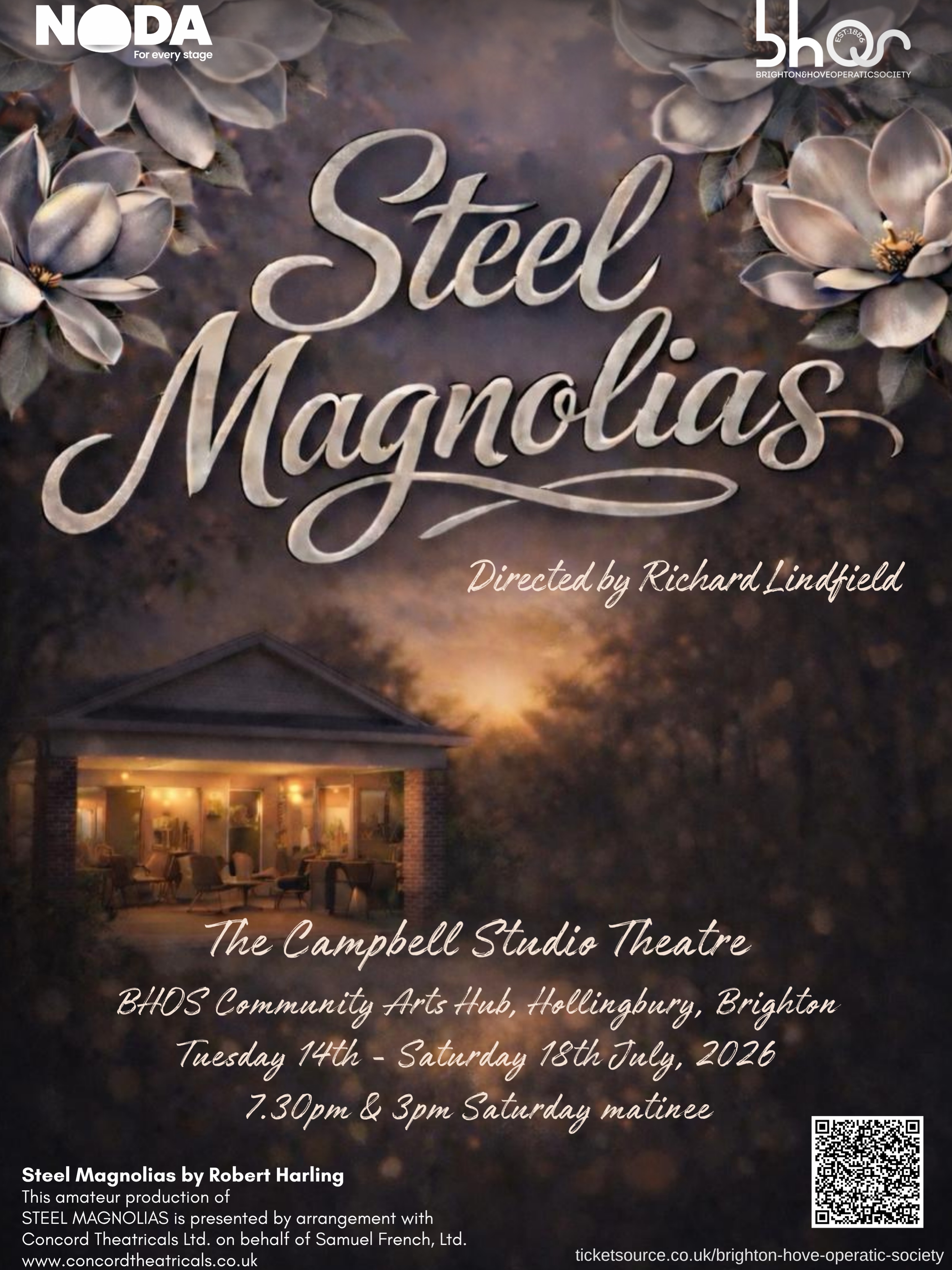 🎟️ Tickets are selling now for Steel Magnolias! 🌸 Opening in 6 weeks, don’t wait to reserve your seat for this beloved play filled with laughter, love, and unforgettable characters. Get yours today! 🎭
14th - 18th July 2026
Campbell Studio Theatre
BHOS community arts hub
Hollingbury
Link in bio, or below ⬇️
https://www.ticketsource.com/bri.../steel-magnolias/e-jzkkrl
#bhoscommunityartshub #SteelMagnolias #booknow #brightontheatre