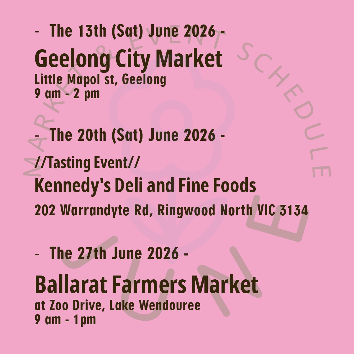 🌟 June's Market and Event Schedule 🌟
We're excited to welcome back a refreshing routine this month! Join us for TWO vibrant markets and ONE delightful tasting event.
With the weather perfect for cozy meals, don’t miss out on our wholesome miso soup at the market! Come savour the goodness!
Order for pickup at the Geelong City Market is available! Purchasing from our online store and then picking up at the market. Sometimes, we can't bring all our items. If you purchase earlier, you won't miss any items on the day!
#kaokaomiso
#misosoup