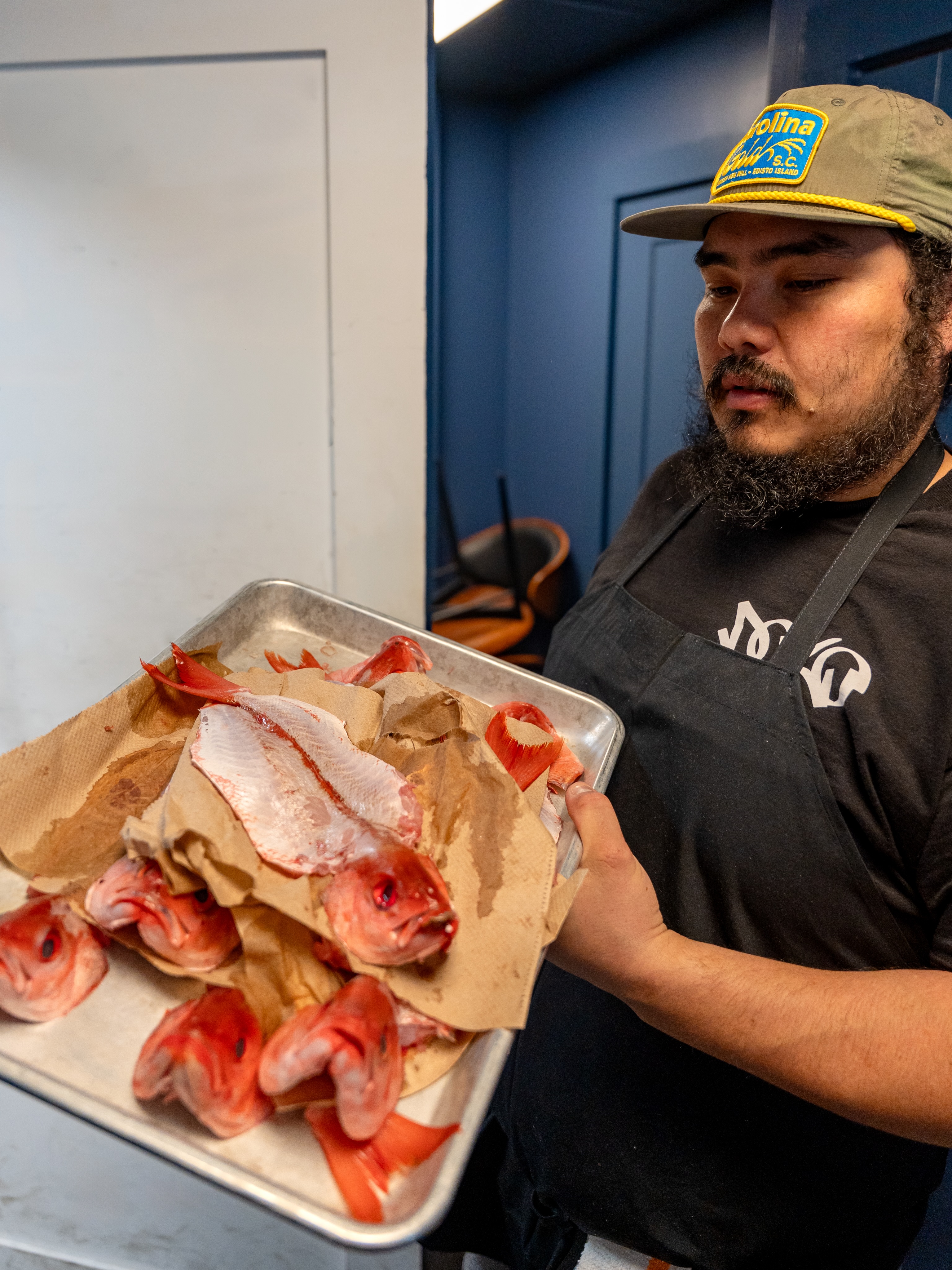 What’s the dish we made with this fish? We butterflied whole @charlottefishco Vermillion snapper, also called “beeliner” to serve over a cilantro herb emulsion with local greens and herbs. Dressed in a sweet and sour jaew som vinaigrette and finished with local garlic scape oil. 🐟
Catch this for dinner tonight starting at 5pm!
#fishdish #snapper #dinnertonight #charlotterestaurants #cltnc