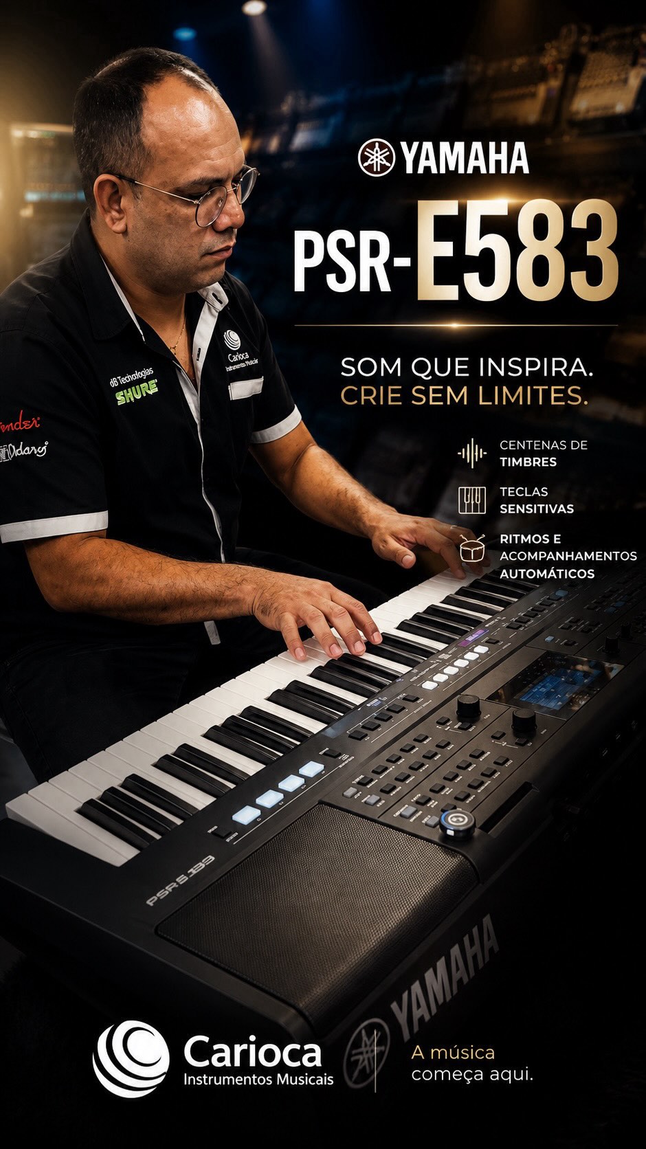 🎹 Conheça o Yamaha PSR-E583!
Com teclas sensitivas, centenas de timbres, ritmos de acompanhamento e recursos que facilitam tanto os estudos quanto as apresentações, o PSR-E583 é uma excelente opção para quem busca evoluir musicalmente sem abrir mão da qualidade Yamaha.
Neste vídeo mostramos apenas uma pequena parte do que ele é capaz de fazer. 🔥
👇 Agora queremos saber:
Você usaria esse teclado para:
🎹 Tocar na igreja
🎼 Estudar em casa
🎤 Apresentações ao vivo
🎵 Produção musical
Responda nos comentários!
#Yamaha #PSRE583 #TecladoYamaha #Tecladista #KeyboardPlayer InstrumentosMusicais CariocaInstrumentos Manaus