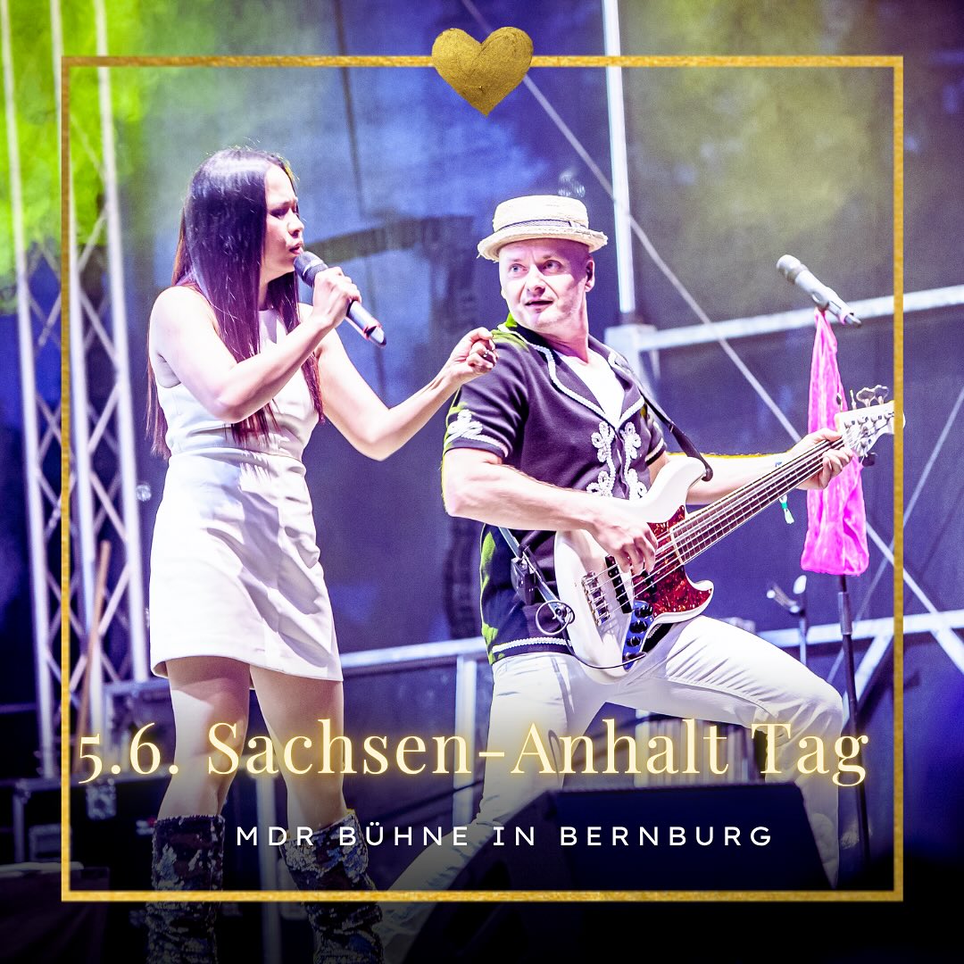 💜 5. Juni: Wir kommen am Freitag und spielen LIVE ab 20 Uhr beim Sachsen-Anhalt Tag in Bernburg auf der MDR Bühne für euch!
Ausserdem sind mit dabei:
🔥 @the.firebirds
🔥 @markus_moerl
🔥 @duopasodoble
.
Das wird ein Fest - wir freuen uns riesig auf euch! .
.
@24.sachsen_anhalt_tag
#bernburg #sachsenanhalttag20026 #liveband #nightfever #paviinaction #leipzig