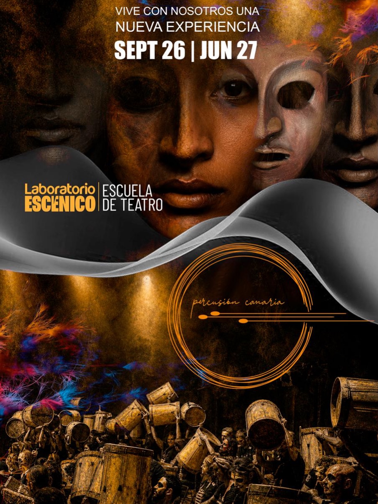 INSCRIPCIONES 🔥
Muy pronto abriremos plazas para el curso anual 2026/2027
De septiembre de 2026 a junio de 2027, Laboratorio Escénico abre una nueva etapa formativa con dos propuestas independientes:
Escuela de Teatro 🎭
Un espacio para trabajar la interpretación, el cuerpo, la voz, la creatividad y la presencia escénica.
Percusión Canaria 🥁
Un curso dedicado al ritmo, la tradición, los toques y las músicas de raíz de Canarias.
Dos caminos distintos. Una misma casa para aprender, crear y compartir.
Próximamente abriremos inscripciones.
Plazas limitadas.