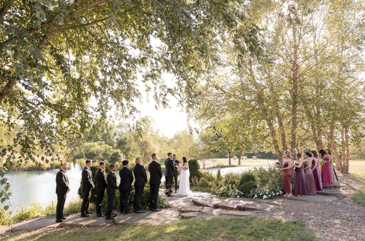 The ceremony space...A beautiful spring-fed pond as your background, surrounded shaded with trees and flowers.
⠀⠀⠀⠀