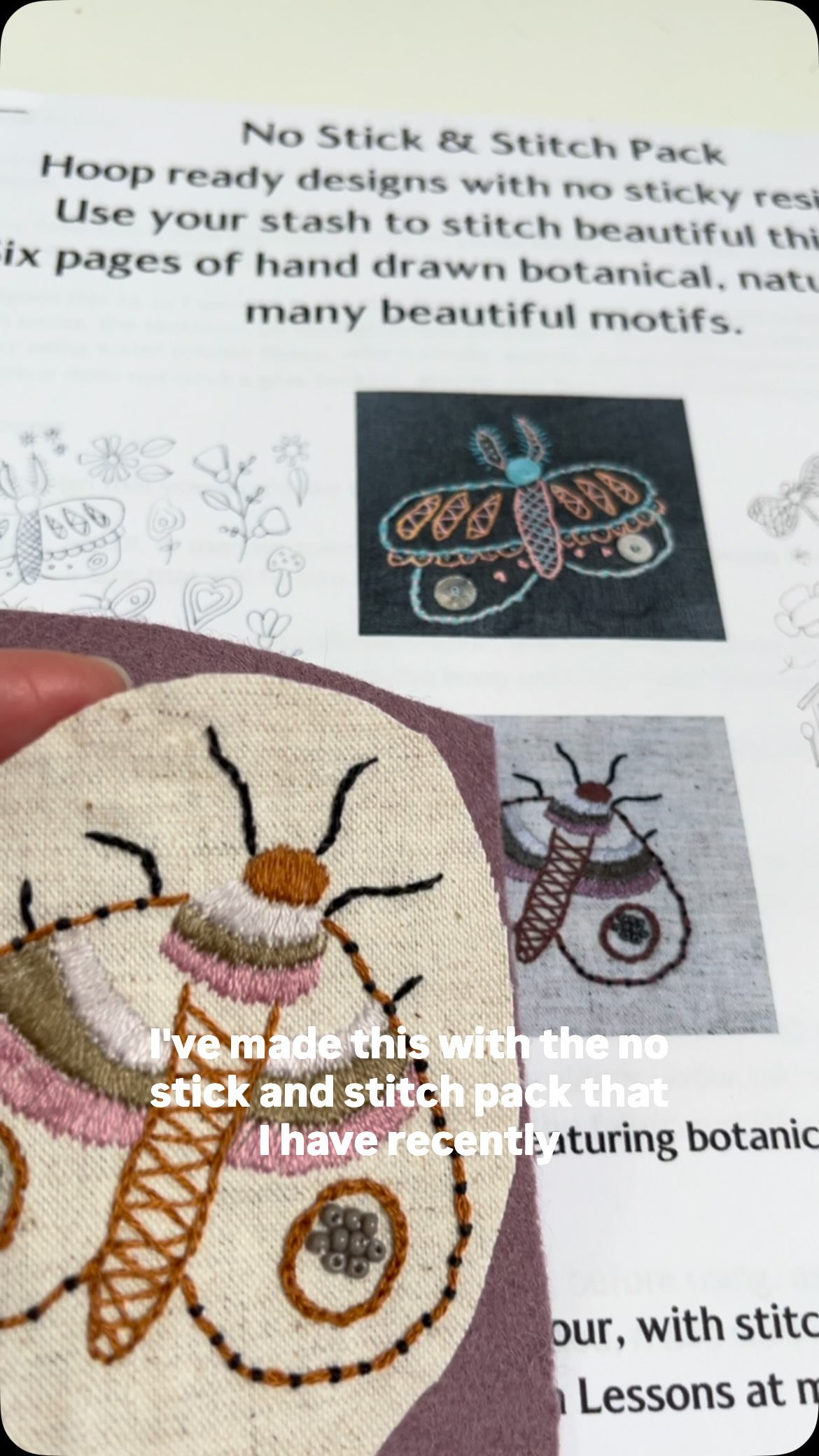 New! Summer stitching pack for an easy stitch on the go. This pack served me well whilst on holiday in Scotland this week.
There's no stickiness with this pack, hoop, stitch, then rinse away!
There are six pages of my hand drawn designs, providing oodles of projects. Perfect for upcycling and customising clothes & accessories. Don't chuck it, use your stash to customise.
#upcycledclothing #embroideredjewellery #customisedclothing