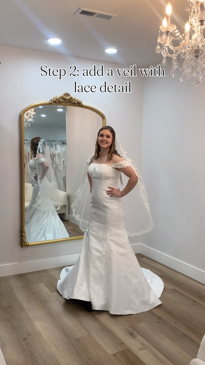 The dress is just the beginning ✨
We took this beautiful Stella York strapless Mikado mermaid gown and styled it with romantic cap sleeves and a lace detail veil for a completely personalized bridal look. Which detail is your favorite?