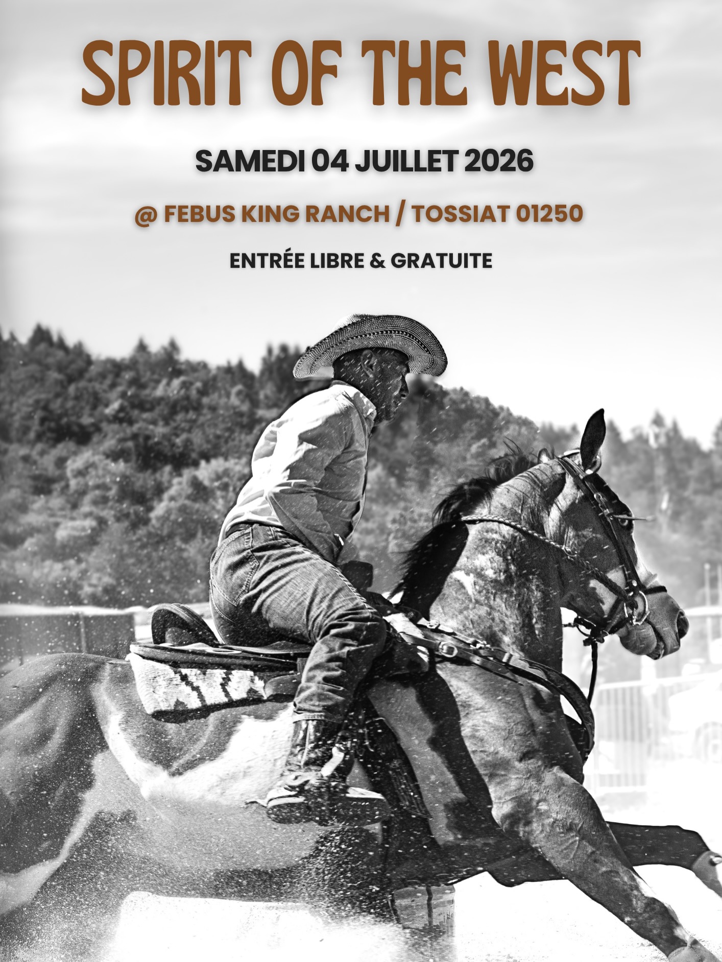 SAVE THE DATE 🚨
Wild Whispers x Febus King Ranch
Le temps d’une journée, on vous invite à nous rejoindre le samedi 4 Juillet au Febus King Ranch pour un événement « Spirit Of The West » qui rassemble tout ce qu’on aime : les chevaux, les grands espaces, les belles rencontres et l’esprit de liberté qui nous anime dans un lieu incroyable.
Au programme :
• Tatouages d’inspiration western avec des flashs disponibles toute la journée par l’incroyable @nicolas.gumo
• Hat Bar et customisation de chapeaux en direct avec la jolie @blue.rancher
• La caravane Wild Whispers et une sélection de produits de la marque
• Micro shootings @eyes_of_wild_photography @alexandra_dubois_photographe
• Stand de tir
• Lancer de fer à cheval ( et oui 😂 )
• Buvette sur place
Pas de chichis. Juste une journée pour partager un moment ensemble autour d’univers qui se croisent naturellement et qui racontent tous la même chose : l’envie de vivre librement, de créer, de transmettre et de se retrouver.
On a envie de faire de ce rendez-vous quelque chose qui dure dans le temps. Alors si l’idée vous plaît, venez nous voir, parlez-en autour de vous et faites vivre cette première édition.
Ça vous tente ?