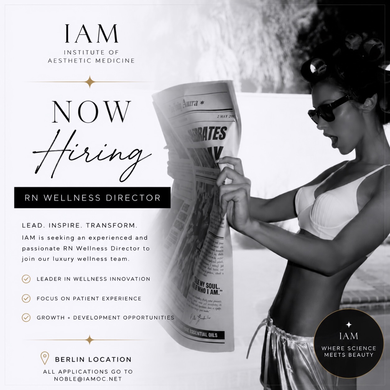 ✨ NOW HIRING: RN WELLNESS DIRECTOR ✨
This isn’t your typical nursing position.
We’re looking for a passionate, driven RN who believes wellness, aesthetics, and exceptional patient care belong together. The ideal candidate is excited about helping patients optimize their health through weight loss programs, hormone optimization, peptides, IV therapy, and preventative wellness medicine.
At IAM, we’re building something different—a luxury wellness experience where science meets beauty and patients become the best version of themselves.
✔️ Wellness & Preventative Medicine
✔️ Hormone Optimization
✔️ Weight Loss & Peptides
✔️ IV Therapy & Nutraceuticals
✔️ Leadership & Growth Opportunities
✔️ Luxury, Patient-Centered Environment
📍 Berlin, Maryland
Think you’re the perfect fit? We’d love to hear from you. Send your CV to noble@iamoc.net
#NowHiring #RNJobs #WellnessNurse #NursePractitioner #RegisteredNurse MedicalSpaJobs BerlinMD MarylandNurse WellnessMedicine HormoneOptimization WeightLossMedicine PeptideTherapy InstituteOfAestheticMedicine IAMWellness JoinOurTeam