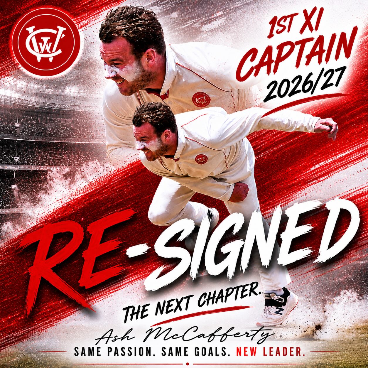 SENIOR MEN 1st XI CAPTAIN | Announcement🔴⚪️
The Wendouree Cricket Club is proud to announce Ash McCafferty as Captain of our Senior Men’s 1st XI for the upcoming season 🔥👏
Since coming to the club in 2022/23, Ash has been one of the competitions premier paceman leading our attack. His passion, competitiveness and commitment make him the ideal person to lead our senior group into the next chapter.
📊 WCC Career Stats 🔴⚪️🔴
Games: 60
Runs: 599
Wickets: 128
Bowling Average: 13.96
Best Figures: 7/28
We would also like to extend a huge thanks to departing captain Heath Pyke. Heath has led the club with dedication, pride and professionalism, making a significant contribution during his time as captain.
Please join us in congratulating Ash on his appointment and thanking Heath for his outstanding leadership and service.
WCC President
Ivan Pyke
#NewCaptain #TheNextChapter #RedCaps