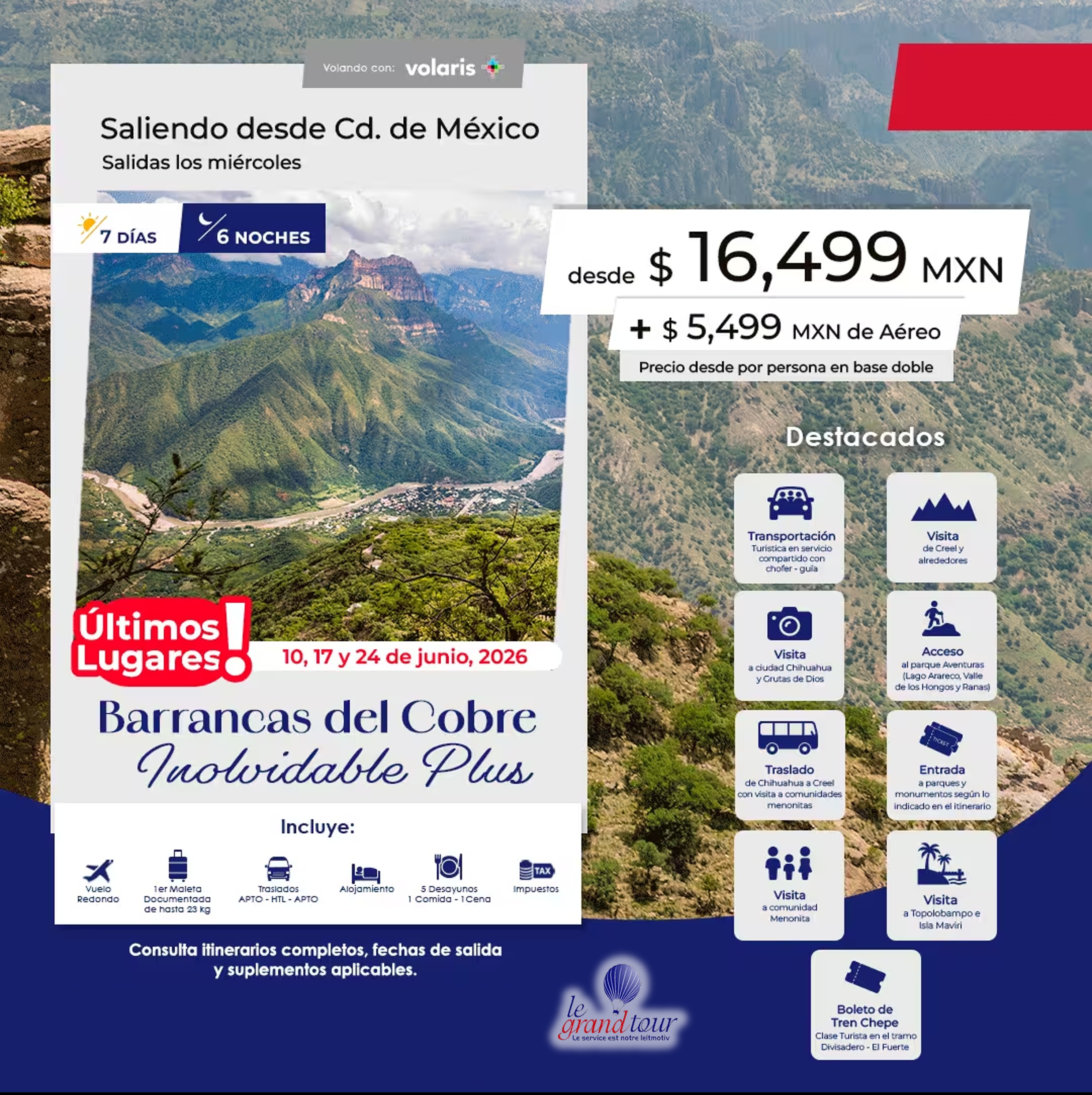 Aventúrate en Barrancas del Cobre 🚂🌄 ¡Paisajes increíbles y magia natural!
#TurismoMéxico #Aventuras #Barrancas