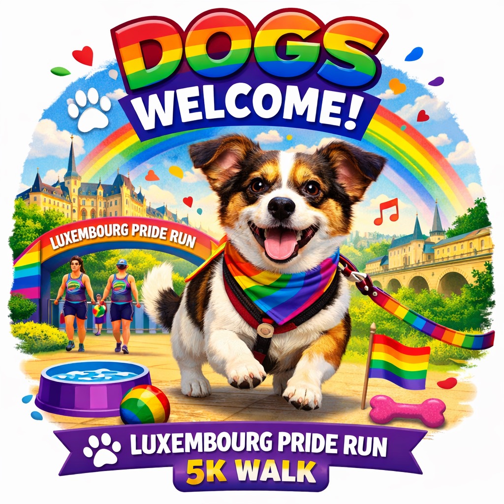 We’re thrilled to announce that 𝗼𝘂𝗿 𝗳𝗼𝘂𝗿‑𝗹𝗲𝗴𝗴𝗲𝗱 𝗳𝗿𝗶𝗲𝗻𝗱𝘀 are welcome to join the Luxembourg Pride Run 2026, 𝗯𝘂𝘁 𝗼𝗻𝗹𝘆 𝗼𝗻 𝘁𝗵𝗲 𝟱𝗞 (𝘄𝗮𝗹𝗸) 𝗱𝗶𝘀𝘁𝗮𝗻𝗰𝗲.
This is the final start wave of the event, which means the main crowd will already be ahead, ensuring a calm and comfortable atmosphere for our furry companions.
𝗢𝘂𝘁 𝗼𝗳 𝗿𝗲𝘀𝗽𝗲𝗰𝘁 𝗳𝗼𝗿 𝘁𝗵𝗲𝗶𝗿 𝘄𝗲𝗹𝗹‑𝗯𝗲𝗶𝗻𝗴, 𝗱𝗼𝗴𝘀 𝗮𝗿𝗲 𝗼𝗻𝗹𝘆 𝗮𝗹𝗹𝗼𝘄𝗲𝗱 𝗼𝗻 𝘁𝗵𝗲 𝘄𝗮𝗹𝗸𝗶𝗻𝗴 𝗿𝗼𝘂𝘁𝗲, 𝘄𝗵𝗲𝗿𝗲 𝘁𝗵𝗲𝘆 𝗰𝗮𝗻 𝗲𝗻𝗷𝗼𝘆 𝘁𝗵𝗲 𝗣𝗿𝗶𝗱𝗲 𝗲𝗻𝗲𝗿𝗴𝘆 𝘄𝗶𝘁𝗵𝗼𝘂𝘁 𝘀𝘁𝗿𝗲𝘀𝘀 𝗼𝗿 𝗻𝗼𝗶𝘀𝗲.
And of course, they’re welcome free of charge! 🐶💜
Let’s make this year’s Pride Run even more inclusive for everyone, on two legs or four!