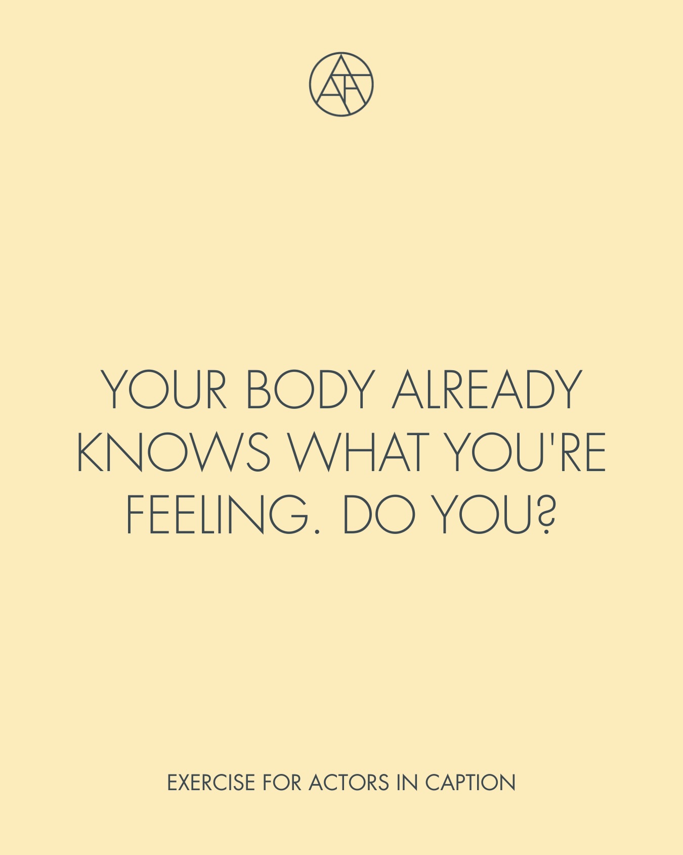 This isn’t meditation. It’s a check-in with your instrument before you use it.
Do this in the 10 minutes before you walk into a rehearsal, an audition, or onto set. Standing or sitting, eyes open or closed — whatever feels natural.
The Body Scan
Start with your eyes.
Are your eyelids relaxed and soft — or do they want to stay tight and restless? Don’t try to change anything. Just notice.
Move to your jaw.
Is it tight? Loose? Somewhere in between? Don’t try to change it. Just notice.
Move to your throat. Is there something sitting there — something unsaid, something swallowed? Again — just notice.
Your chest. Is it open or closed? Are you breathing into it fully, or keeping it small and controlled?
Your hands. Are they gripping something, even when there’s nothing to grip?
Your stomach. Your hips. Your feet on the floor.
Move through each one slowly. Not to fix anything. Not to relax into some neutral, performance-ready state. Just to find out what’s actually there.
Because here’s the thing — whatever is in your body right now is your material. The tension in your jaw, the weight in your chest, the restlessness in your hands. Actors spend enormous energy trying to clear all of that before they work.
But the Meisner approach asks something different. It asks you to become aware of what is there — and to bring it with you, honestly, into the room.
You can’t access your emotional life if you don’t begin the journey of getting to know how it moves in your body.
And this is where it starts.
actorsacademy.fi
.
.
.
#ActorsAcademy #ActorWarmUp #ActingExercise #MeisnerTechnique #Embodiment