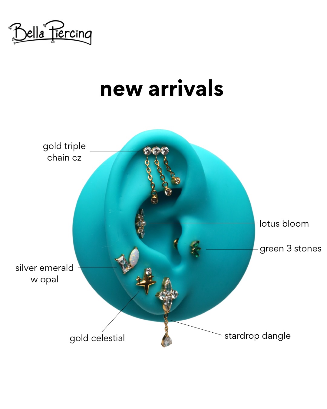 AYYYY IT’S A BELLA BADDIE JEWELRY DROP!🤩
Some new new for the summer! Every piece is a titanium flatback; all are available for initial piercings or jewelry changes. ✨
Stop in or book your appointment today!🤍