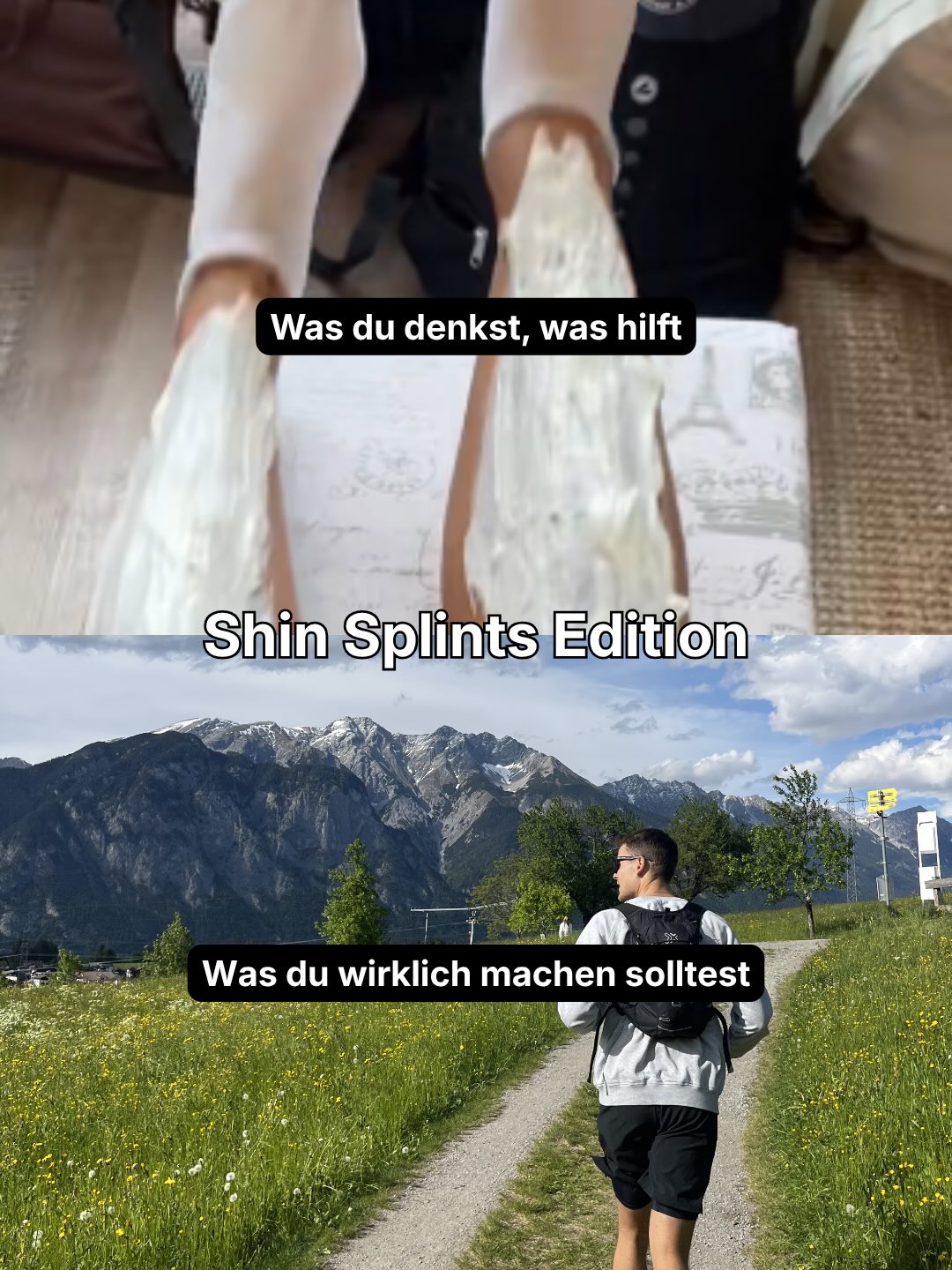 Was solltest du bei Problem im Schienbein wirklich machen ?
Als aller erstes. Nicht jeder Schmerz hat die selbe Ursache. Es gibt einen riesigen Unterschied zwischen einer Reizung/ Überlastung oder einer wirklichen Fraktur am Knochen ‼️
Deshalb ist es nicht verkehrt, bei starken Schmerzen, das ganze wirklich mal vom Doc abchecken zu lassen.
Was kann man aber bei leichten Reizungen oder vorbeugend tun?
Bewegungen wieder ermöglichen
👉 Fehlt Bewegung im Sprunggelenk, im Fuß oder im großen Zeh, dann kommt es zu Kompensationsbewegungen was zu Problemen führen kann.
Waden wirklich stärker machen
👉 Mit der größte Fehler: Laufen führt dazu, dass deine Wade circa das 8 fache deines Körpergewichts bei jedem Schritt aushalten muss. Dafür müssen sie stark gemacht werden.
Kleinere Muskeln auch trainieren
👉 Der Unterschenkel besteht aus mehr Muskeln als man vielleicht denkt. Diese Muskeln stabilisieren und sind dadurch mit verantwortlich wie sich der Fuß beim Laufen bewegt.
Ausreichend Essen
👉 Eins der Dinge was man relativ schnell ändern kann. Zu wenig Energie (durch Essen) ist ein Hauptgrund für Red-S und damit auch für Probleme im Schienbein.
Belastungssteuerung
👉 Pausen sind wichtig um von harten Belastungen zu regenerieren. Außerdem hat jeder Lauf, je nach Tempo, Untergrund etc. mehr oder weniger Belastung.
Variation
👉 Auch wenn Laufen an sich eine einseitige Bewegung ist, kann man doch etwas Abwechslung rein bringen. So variiert die Belastung auch und verteilt sich besser. Möglichkeiten: verschiedene Schuhe, Untergründe, Steigungen, Tempo, …
Wenn du wissen willst, wie du Verletzungen vorbeugst & stabiler wirst beim Laufen, dann folge @jannesmueller_