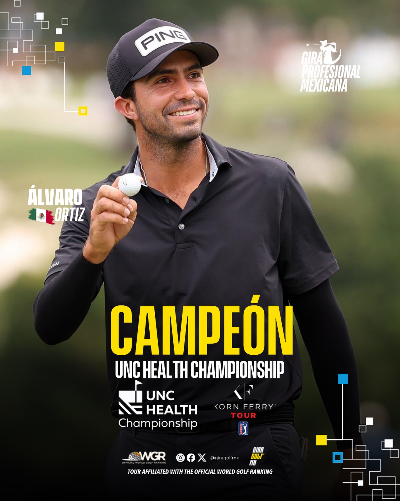 🏆🇲🇽 ¡Histórico triunfo para Álvaro Ortiz!
Después de 84 apariciones en el Korn Ferry Tour, el mexicano finalmente levantó su primer trofeo al conquistar el UNC Health Championship, demostrando perseverancia, carácter y la calidad que lo ha convertido en uno de los grandes referentes del golf mexicano.
Con esta victoria, Álvaro da un paso enorme en su carrera profesional y sigue poniendo el nombre de México en lo más alto del golf internacional.
¡Felicidades, campeón! 👏⛳️🇲🇽
#GiraGolfMX #AlvaroOrtiz #KornFerryTour #UNCHealthChampionship