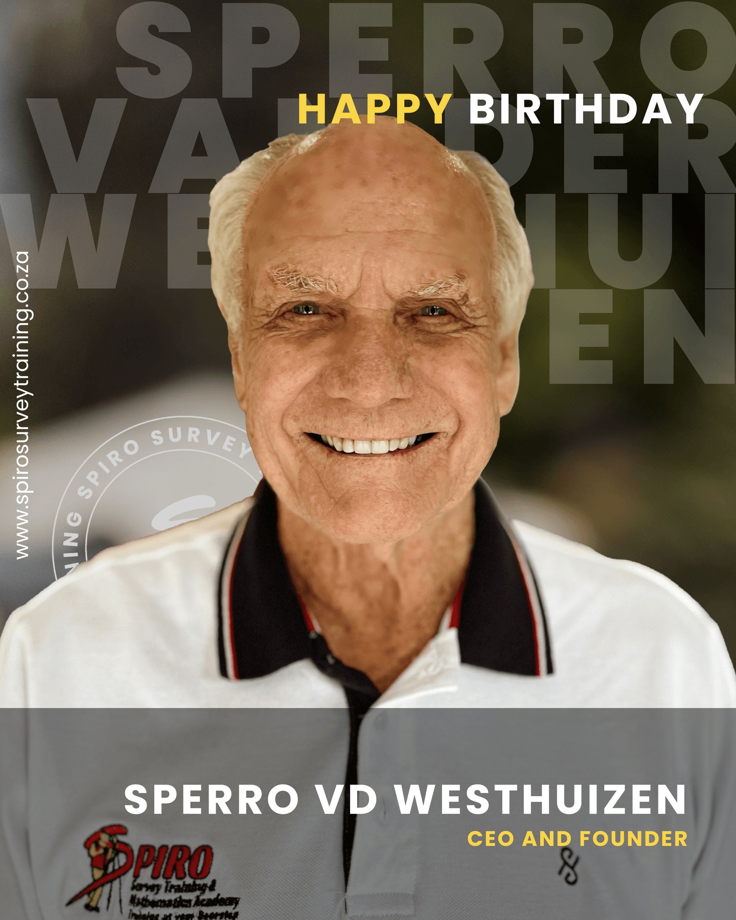 Wishing a very Happy Birthday to our Founder and CEO, Sperro van der Westhuizen!
With 60 years of experience in the South African mining industry, Sperro’s vision is the reason Spiro Survey Training exists today. His dedication to safety, competency, and high-level technical training has shaped the careers of thousands of surveyors across Southern Africa.
Thank you for your leadership and for continuing to set the benchmark for excellence. 🥂🏗️
#CEO #MiningLegend #SpiroFounder #SurveyingExcellence #SpiroSurveyTraining