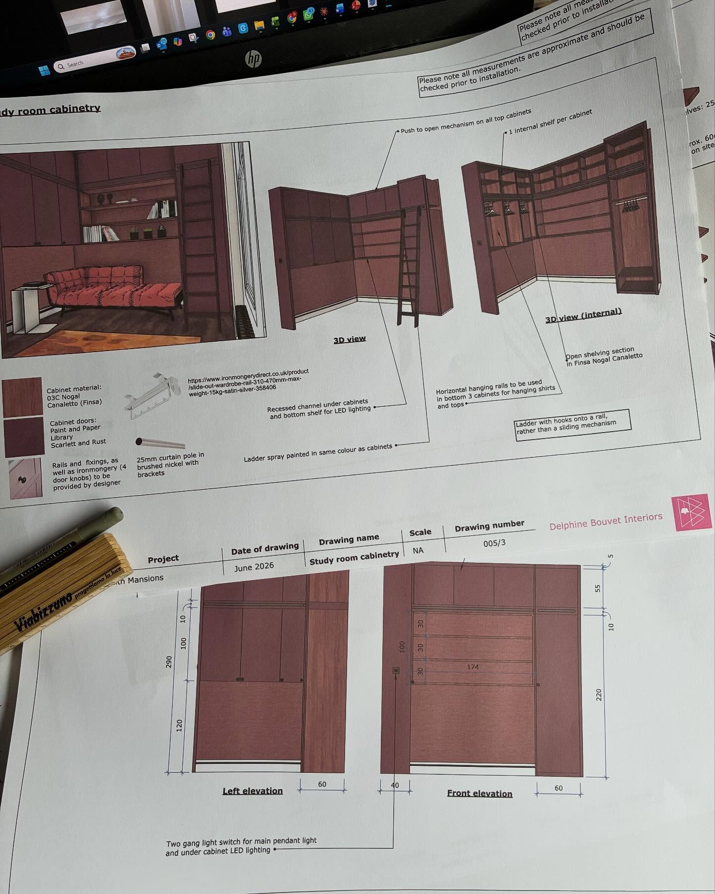 Very excited about this particular piece which is about to be built by the talented @ms.carpentry
This study room, previously used as a single bedroom, had large floor to ceiling wardrobes in an L-shape configuration. The new cabinets are built around the clients’ existing Roche Bobois chaise longue and can also accommodate a single bed in the future for occasional visitors.
As part of this large flat remodel, we’re also incorporating bespoke bathroom cabinets, bespoke shelving and a media unit. I cannot wait to share the results when done!
#bespoke #joinery #bespokejoinery #design #interiordesign #interiordesigner #fullremodel #homerenovation
