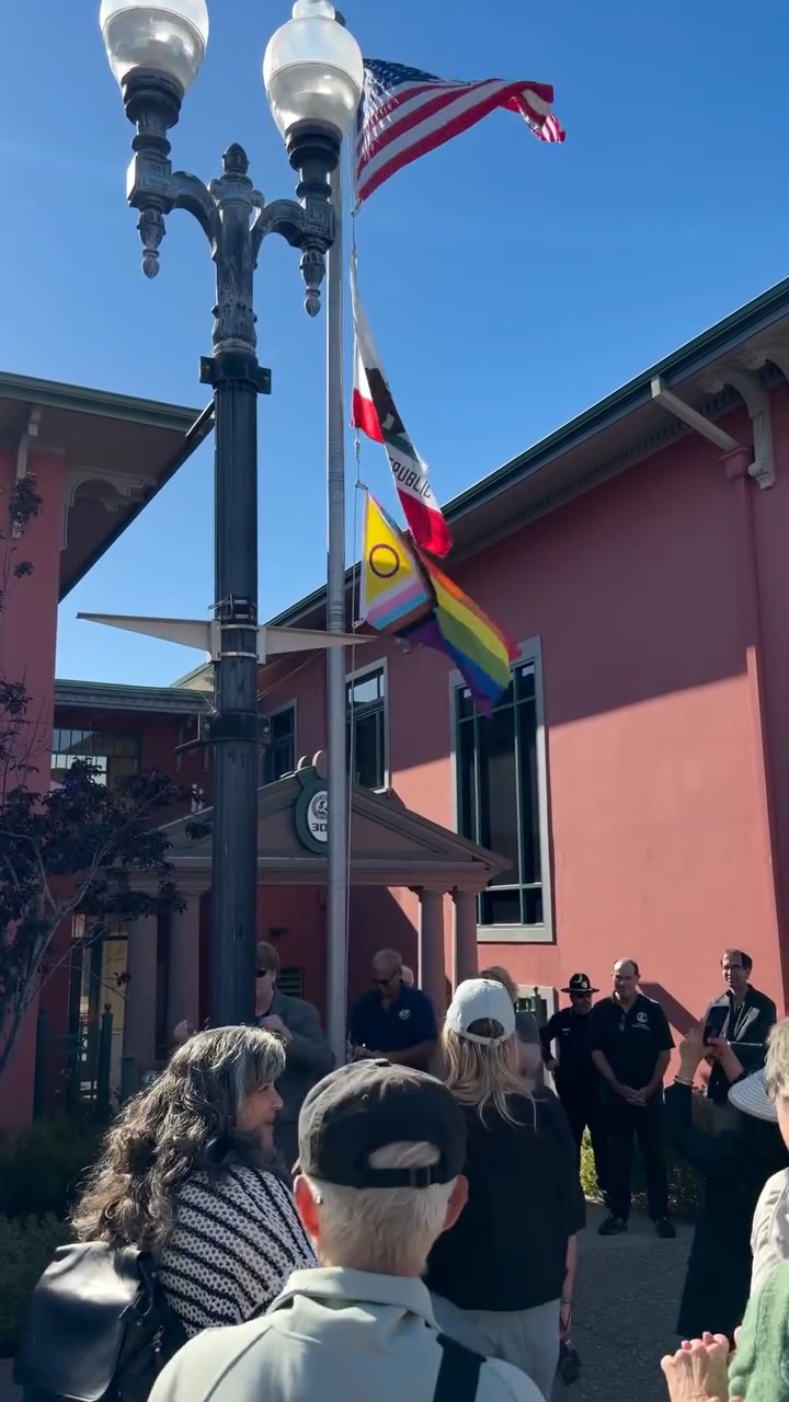 Pacific Grove Pride flag raising today. I'm grateful to be a part of an inclusive community that values and cares for everyone. Happy Pride month! 🏳🌈🏳⚧