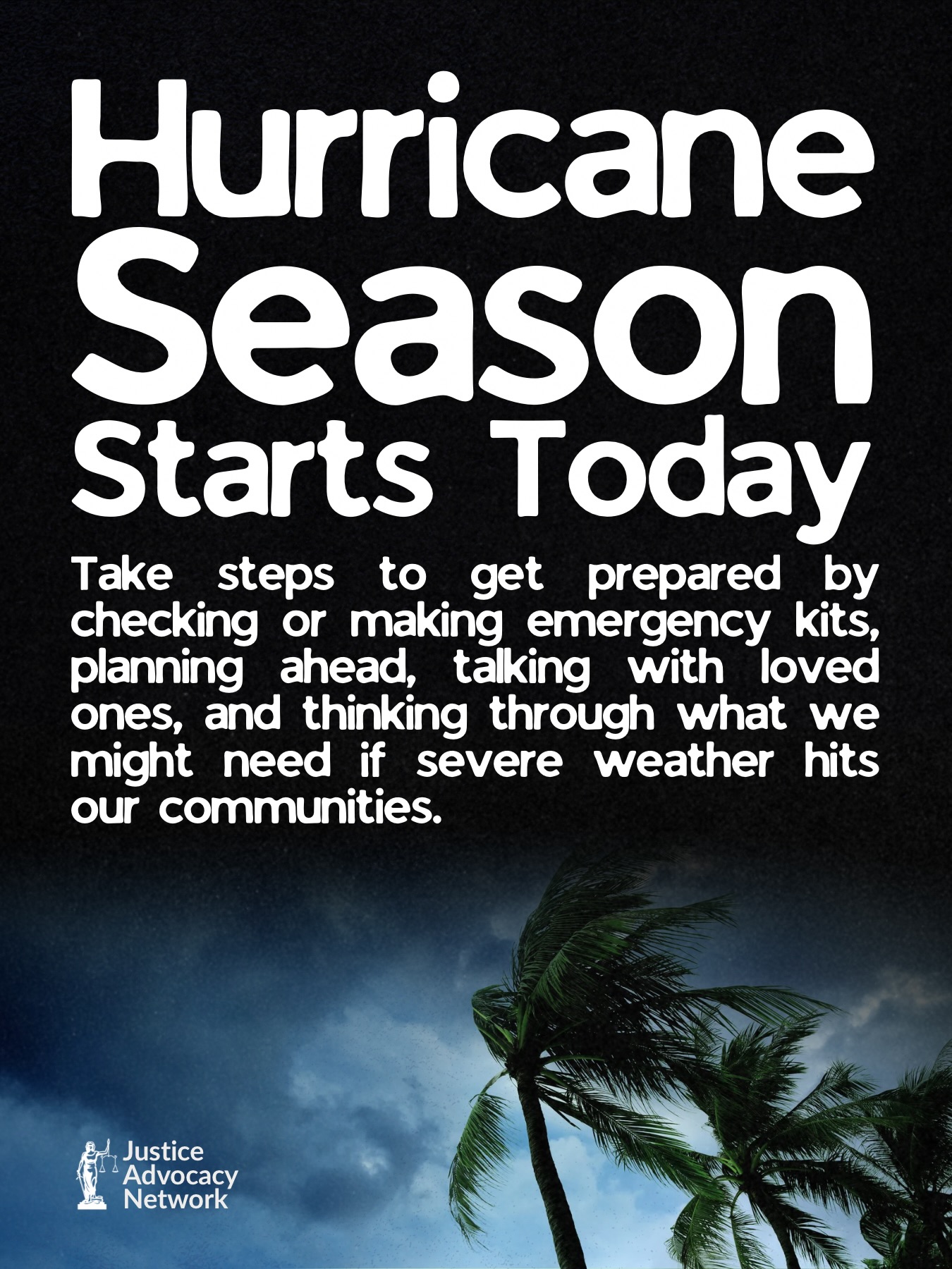 Hurricane season starts today! Preparing for a storm means thinking about the things we’ll need to stay safe, healthy, and cared for if disaster strikes. That includes food, water, medications, first aid supplies, and the sexual and menstrual health items that are too often left out of emergency preparedness conversations.
Extreme weather disasters often hit women, girls, and gender-diverse people especially hard. Menstrual products, contraception, pregnancy-related care, and other sexual and reproductive health needs are frequently overlooked in emergency response efforts, even though those needs do not stop when a hurricane arrives.
We’ve seen the consequences before. After major storms, clinics have closed, transportation has been disrupted, and people have been left without access to time-sensitive reproductive healthcare. These barriers can have lasting impacts long after floodwaters recede.
That’s why the Justice Advocacy Network partners with the Center for Biological Diversity, Central Florida Mutual Aid, and Jax Period Pantry to distribute sexual and menstrual health kits across Florida throughout hurricane season.
If you’re able, please consider supporting this work through the link in our bio. Together, we can help our communities prepare for hurricane season with the resources they need.
#HurricaneSeason #Florida #DisasterPreparedness #ReproductiveJustice