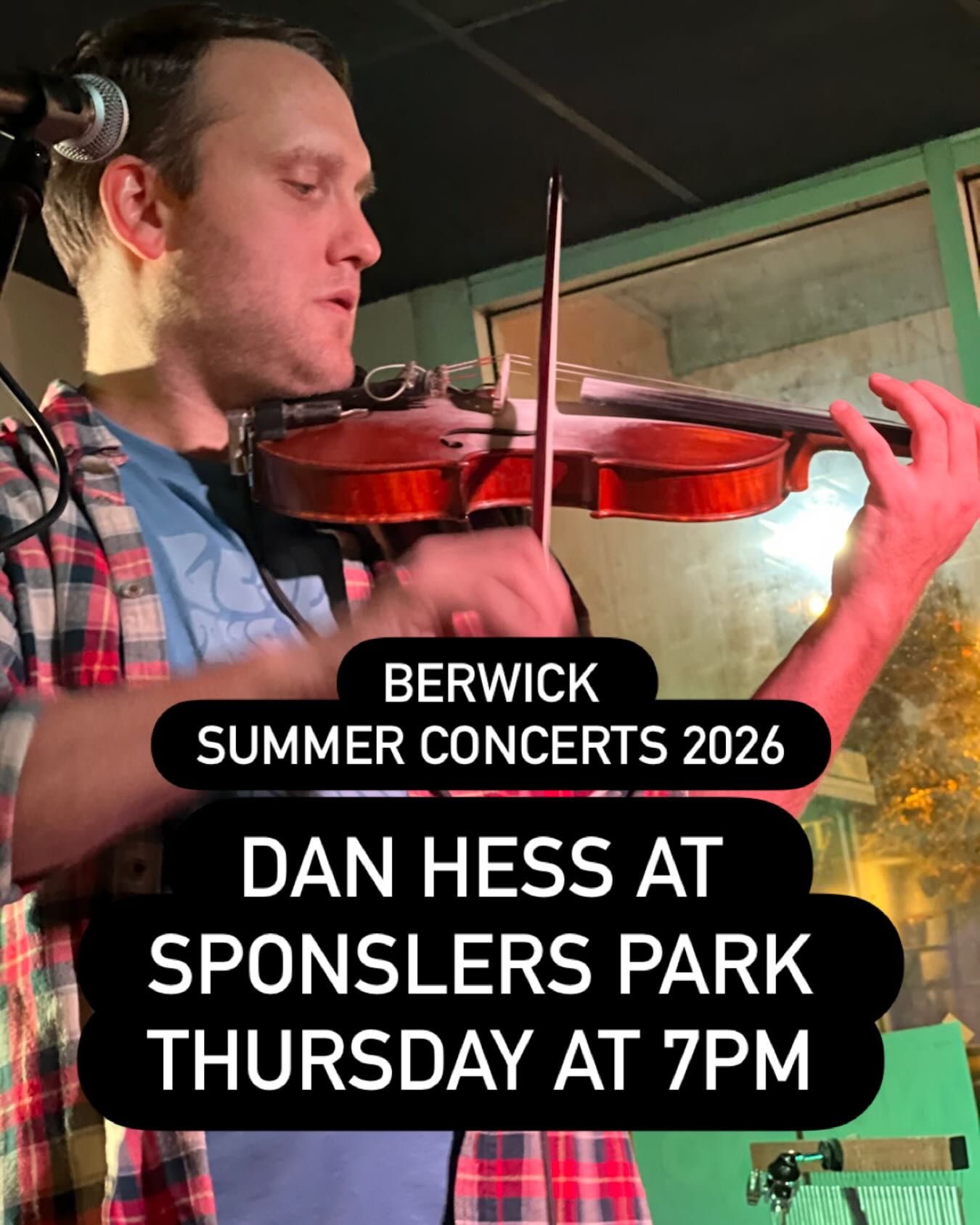 Live music in the park tomorrow night 7pm at Sponslers park. See you there! 🎸🎶