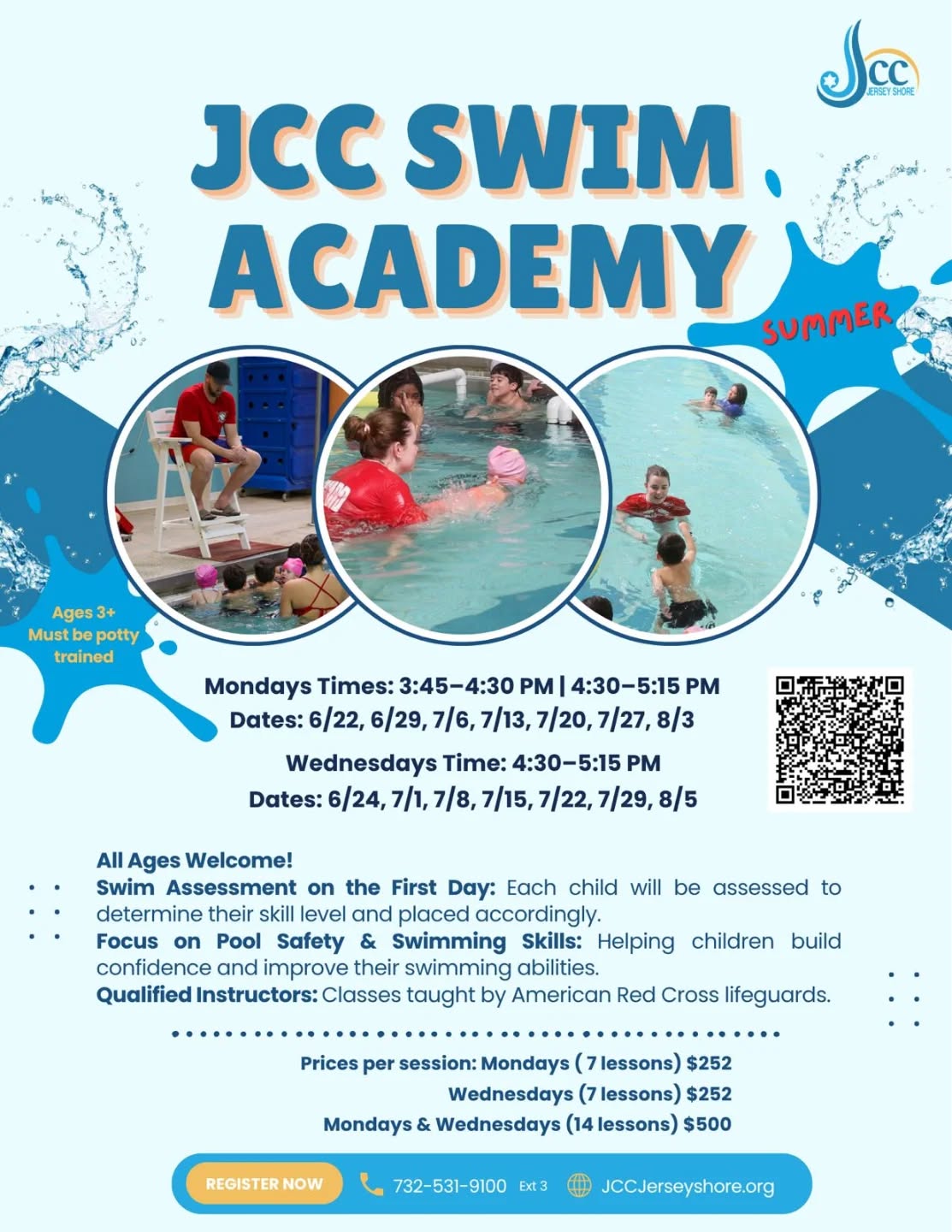 Summer Swim Academy is back! ☀️🏊
Help your child build confidence, improve their swimming skills, and learn important water safety techniques this summer.
Ages 3+
Skill-based groups
Qualified instructors
begin June 22. Register today!
#JCCJerseyShore #SwimAcademy #LearnToSwim #WaterSafety #SummerFun