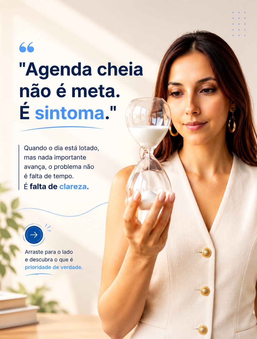 🧠 Agenda cheia não é prova de crescimento.
Muitas vezes, é só sinal de que você ainda não decidiu o que realmente importa.
A mente ocupada demais confunde movimento com progresso.
Confunde urgência com prioridade.
Confunde trabalhar muito com performar bem.
Mas liberdade não começa quando você faz mais.
Começa quando você aprende a escolher melhor.
O empreendedor inconformado precisa treinar o foco como quem treina músculo: com repetição, corte e coragem.
Porque o problema quase nunca é falta de tempo.
É excesso de coisa disputando espaço na sua atenção.
Antes de abrir mais uma tarefa hoje, se pergunte:
“Se eu só pudesse fazer uma coisa hoje, qual seria?”
A resposta talvez mostre o que você vem adiando.
Salva esse carrossel para reler quando sua agenda estiver cheia e sua cabeça vazia.
#empreendedorismo #produtividade #foco #gestaodotempo #academiaparaempreendedores