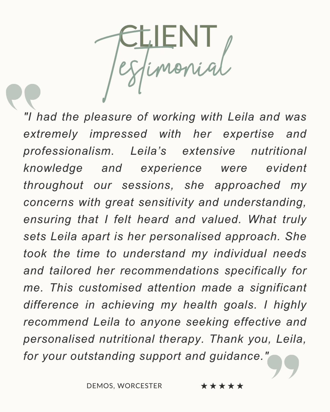 Always nice to receive client feedback. Thank you Demos you were a pleasure to work with 😊
#nutritionaltherapy