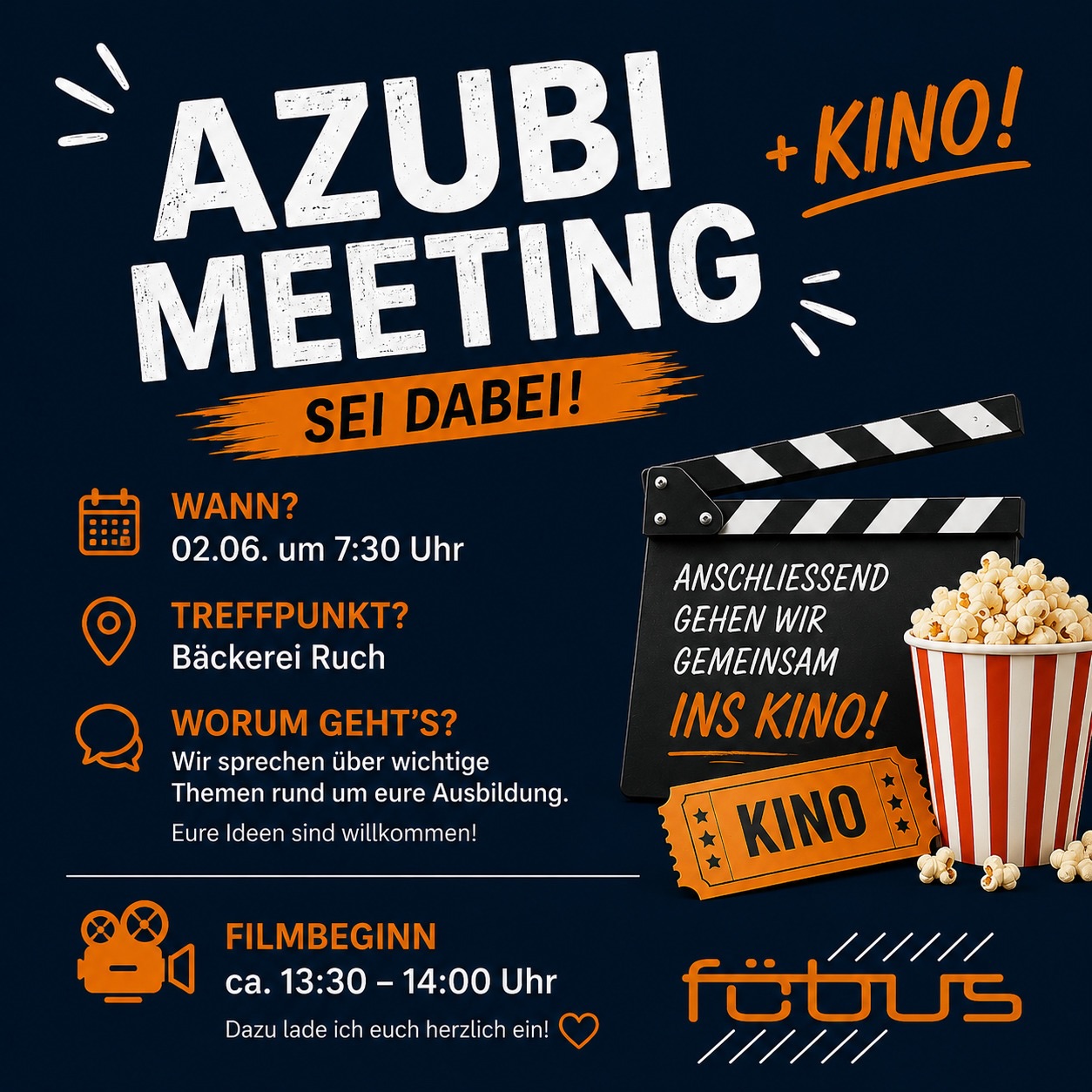 Azubi-Meeting 2026🔧⚡🚿
Heute haben wir uns Zeit genommen, um gemeinsam über Ausbildung, Verantwortung, Teamarbeit und unsere tägliche Arbeit zu sprechen.
Viele gute Gespräche, starke Ideen und eine tolle Beteiligung unserer Azubis. 💪
Zum Abschluss ging es gemeinsam ins Kino. 🎬🍿
Ein gelungener Tag mit einem starken Team. Danke an alle, die dabei waren! #wirsindföbus