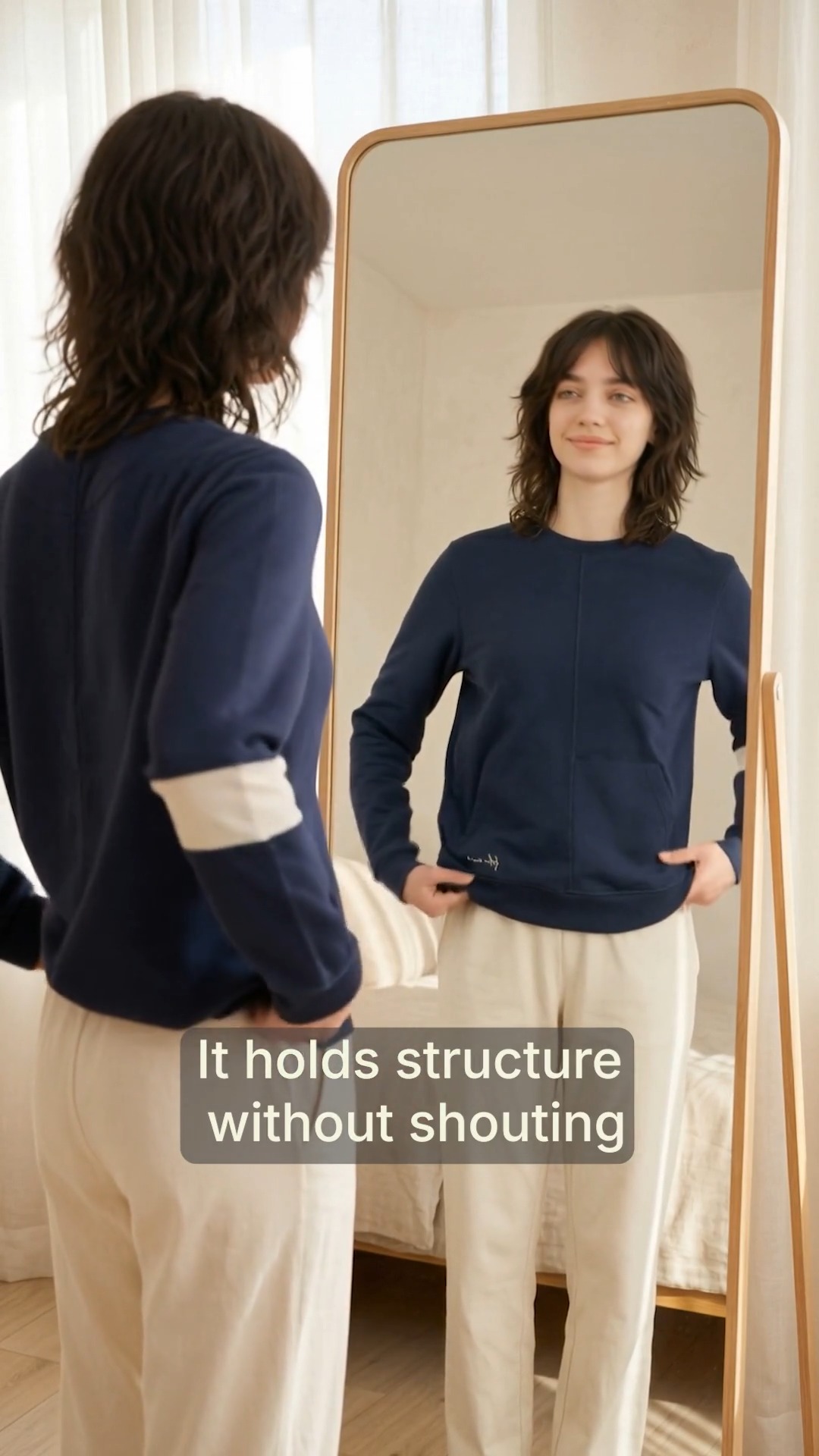 Bright tops can feel energizing at first and heavy by midday. Swap in a navy long sleeve that holds visual structure without shouting, then layer something soft and neutral so getting dressed becomes calmer, simpler, and easy to repeat.
DM or comment SOFT if this is how you want to feel getting dressed 🌿
FDH WEAR • LESS NOISE. MORE PRESENCE
#CalmDressing
#SensoryFriendlyWardrobe
#NervousSystemStyle
#SoftLayering
#SlowCloset