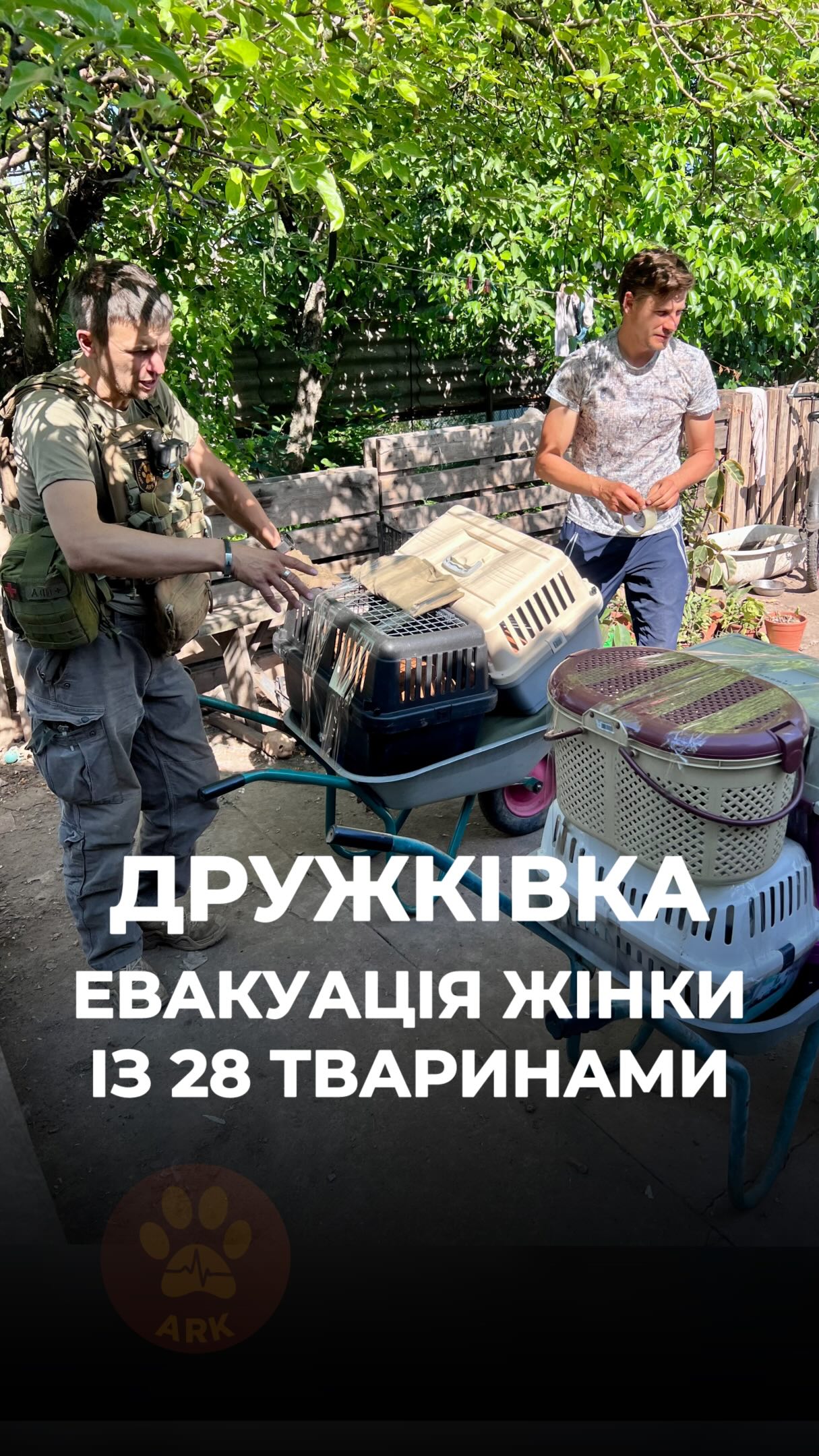 Дружківка. Евакуація жінки з 28 тваринами з околиць міста (⬇️ENG)
Нам надійшла заявка від волонтера Юлії: місцева жителька Лариса щодня ходила годувати 28 тварин по різних точках міста, ризикуючи власним життям, і всіх цих тварин хотіла забрати з собою.
Тварини знаходилися у крайньо небезпечній місцевості, яка активно простежується ворожими FPV-дронами.
Ми евакуювали їх разом із канадськими рятувальниками тварин Джессом і Нейтом із @raincoastdogrescue .
Нам довелося сховати машину та здійснювати евакуацію пішки.
Із 4 локацій вдалося евакуювати всіх 28 тварин. Ларису з тваринами ми вивезли до Краматорська. А команда «Україна в серці» евакуювала її з тваринами у Кривий Ріг.
Дякуємо @petadeutschland за допомогу в порятунку тварин війни!
Хай Життя переможе все!
Зробити донат можна за посиланням у біо чи в коментарях 👉
Druzhkivka. Evacuation of a woman and the 28 animals she rescued from the outskirts of the city.
We received a request from volunteer Yuliia: local resident Larisa had been walking every day to feed 28 animals at different locations around the city, risking her own life, and wanted to take every one of them with her.
The animals were located in an extremely dangerous area that is constantly monitored by enemy FPV drones.
We carried out the evacuation together with Canadian animal rescuers Jess and Nate from @raincoastdogrescue.
We had to hide our vehicle and conduct the evacuation on foot.
We successfully evacuated all 28 animals from four different locations. We transported Larisa and the animals to Kramato
