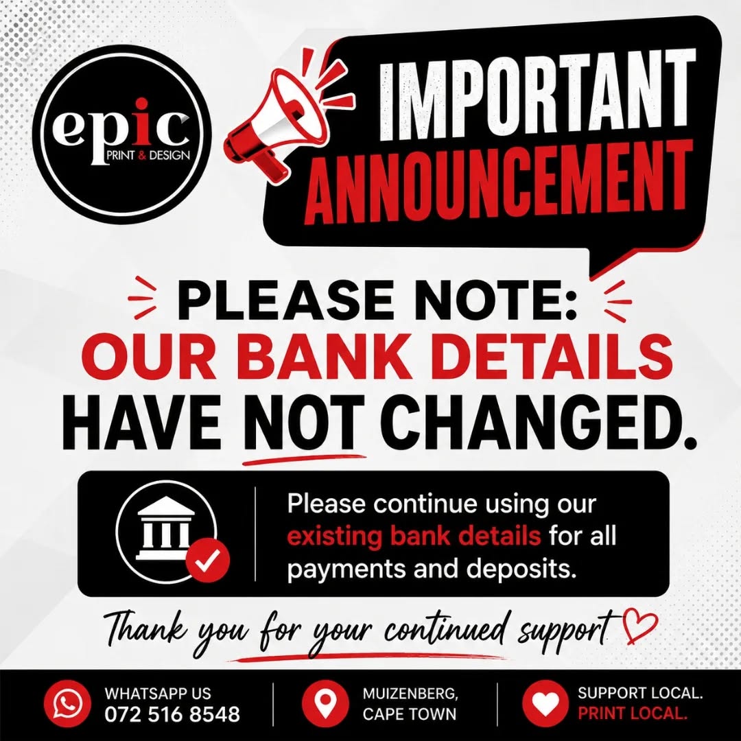 Please note our bank details have NOT changed