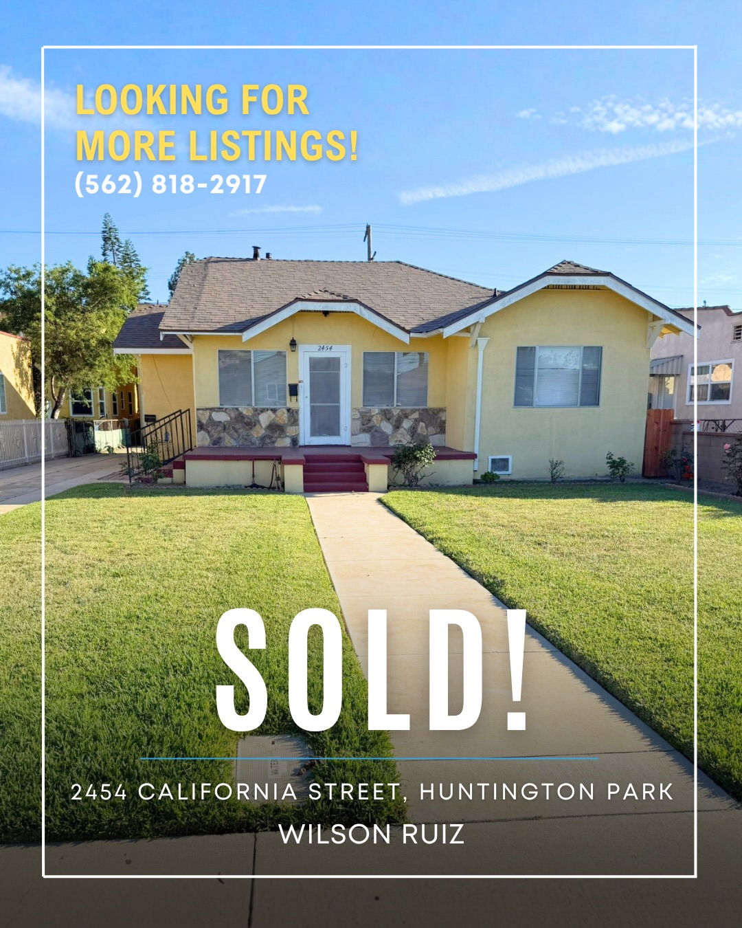 Sold AS-IS 🔑✨
2454 California Street, Huntington Park
A successful and smooth sale! This tenant-occupied property came together thanks to the cooperation of all the tenants, and we’re truly grateful for their support. With two homes on one lot and a large bedroom above a four-car garage, the possibilities for this property are endless.
If you, friends or family are in need of guidance about buying/selling, call or text me!
Call me: (562) 818-2917
Submit a form on my website to get started-link in bio!
#sold #socalrealestate #whittierrealtor #huntingtonpark #realestatebroker