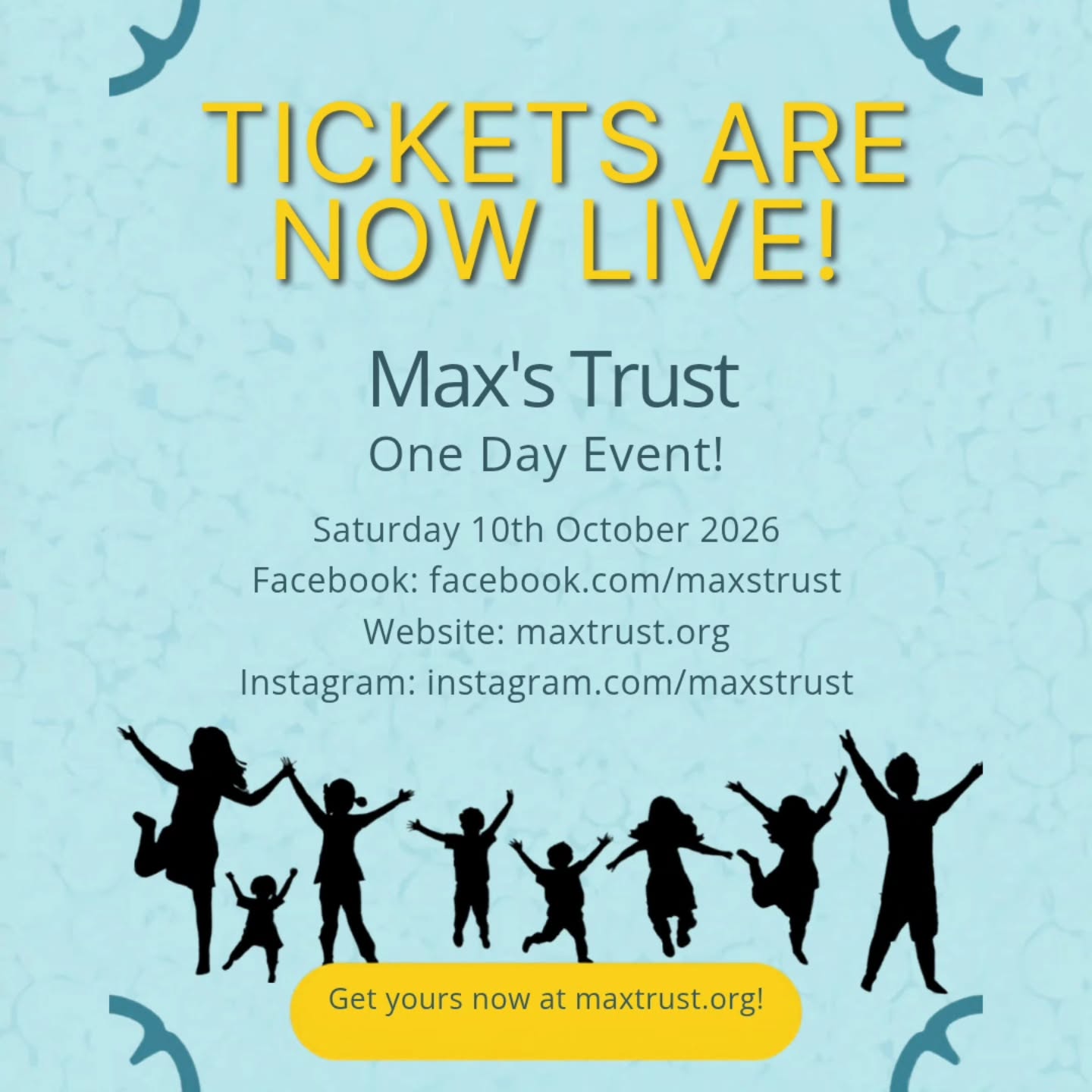 Exciting news!! Tickets for our one day conference event are now live!
Tickets are available at maxtrust.org
Don't miss out on our early bird ticket price!
https://www.maxtrust.org/upcoming-events
#conference #MaxsTrust #InspiredbyMax