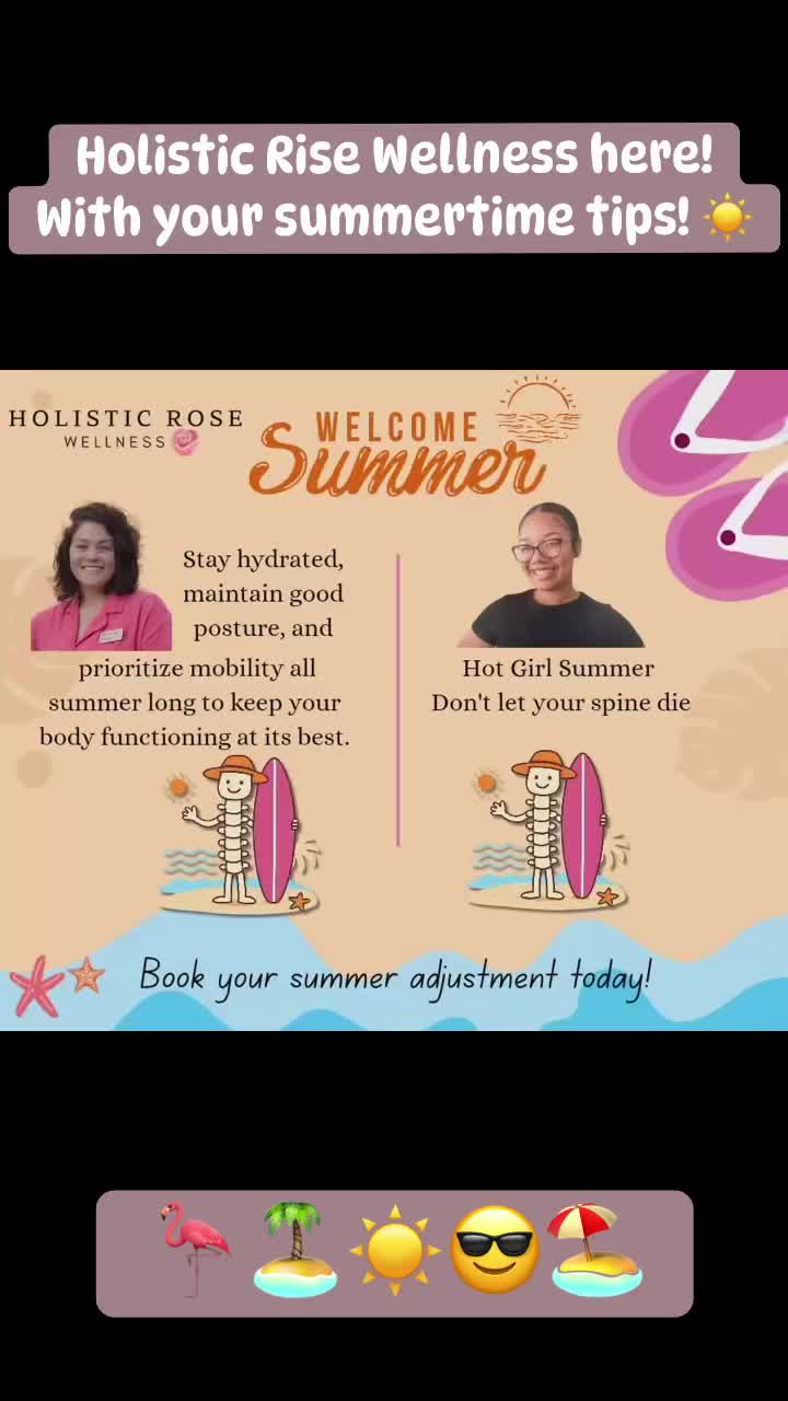 Gen Z is talking about Hot Girl Summer…
Millennials are talking about “I can get out of bed without making weird noises” Summer. 😂☀️
Don’t let long road trips, beach chairs, flights, poolside lounging, and all those summer adventures leave your body feeling stiff and cranky.
Get adjusted. Stay mobile. Enjoy summer. 🌊✨
#HotGirlSummer #SpineCareSummer #ChiropracticHumor #HolisticRoseWellness