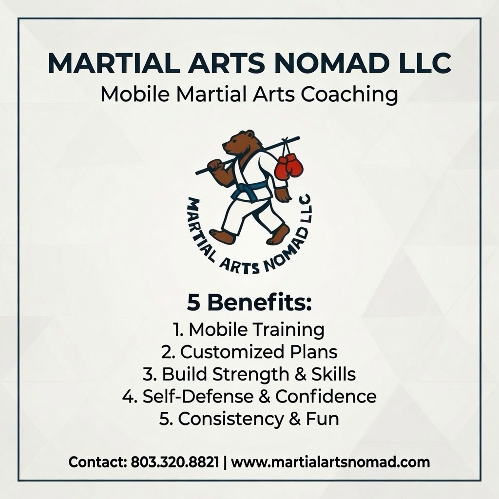 Mobile Martial Arts Coaching in Lancaster/ Charlotte / Rock Hill, Fort Mill! 🐻🥋 Call/Text 803.320.8821 or visit www.martialartsnomad.com