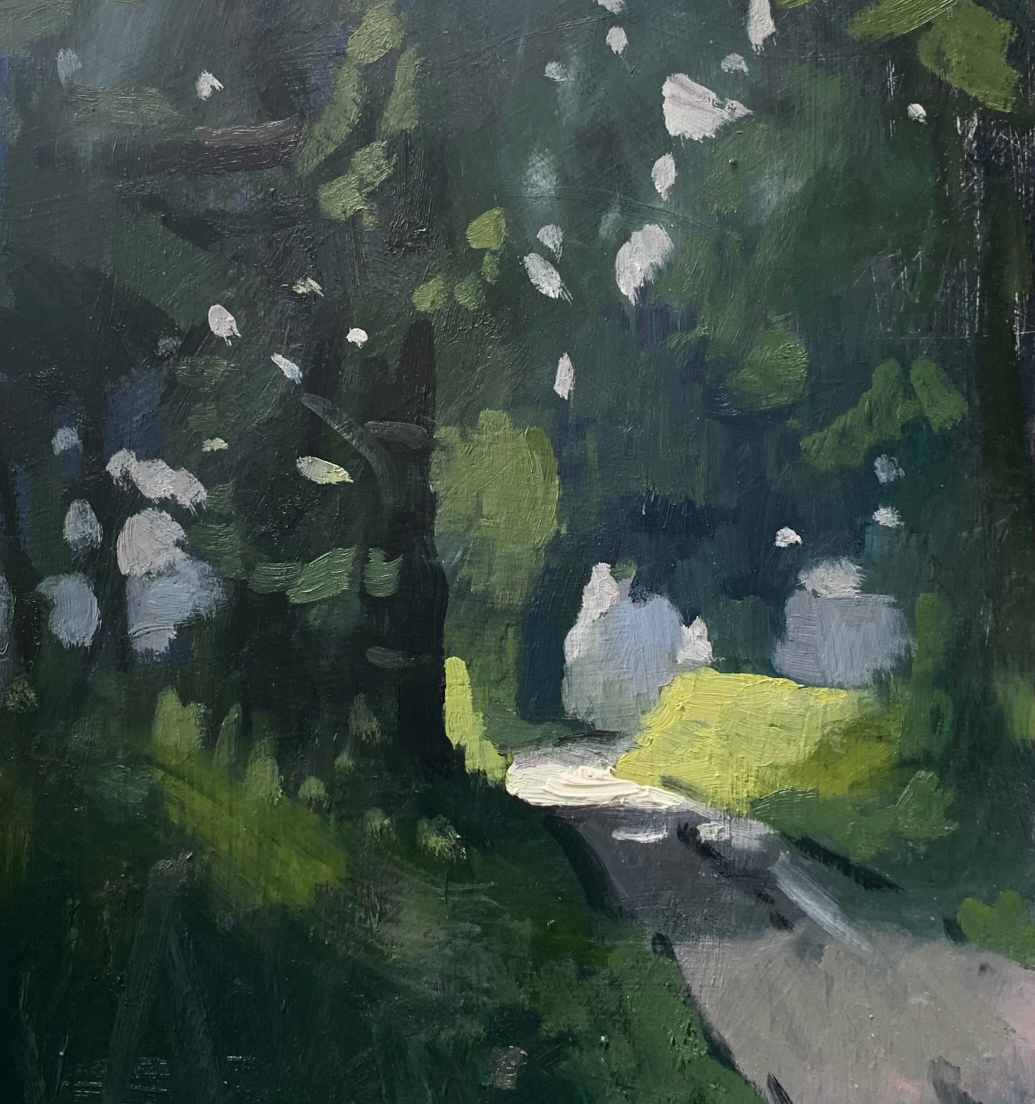 Green Through the pouring rain. English summer.
#englishsummer #pleinair #summergreen #oilpainting