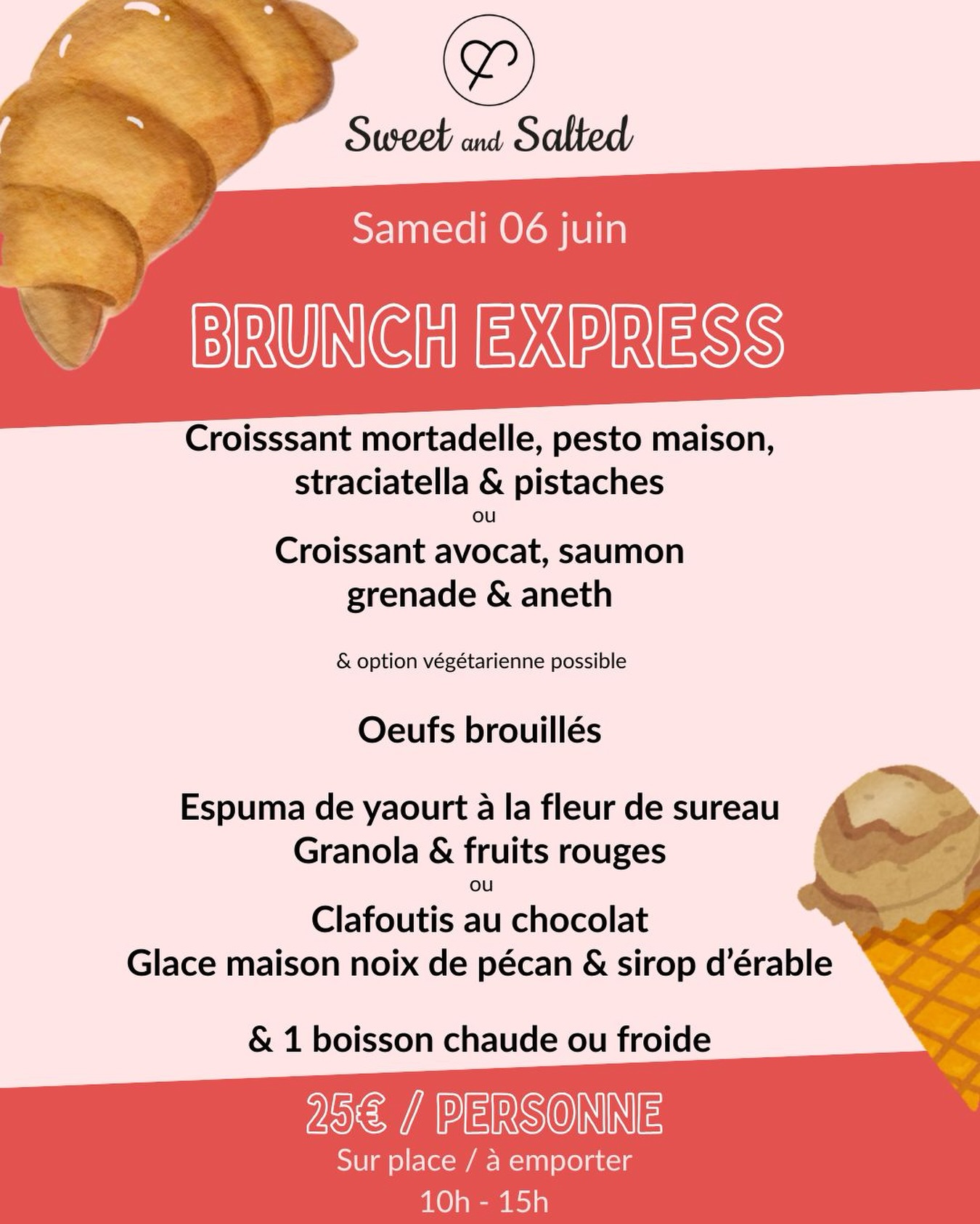 ☀️🥞 BRUNCH EXPRESS – Samedi 6 juin 🥐☕️
À l’occasion de la Fête du Printemps @au.coeur.de.la.rue.dauron, @chef_jordan_antoine vous a préparé une formule spéciale pour profiter pleinement des animations tout en vous régalant ! 🌸🎶
Que vous soyez de passage, en balade entre amis ou en famille, faites une pause gourmande chez @sweet_and_salted 💛
✨ Au menu :
🥐 Un croissant gourmand
🍳 Des œufs brouillés
🍪 Une gourmandise
🥤 Une boisson
Une formule super pratique à déguster sur place ou à emporter, pour profiter des quizz, animations & concerts prévus tout au long de la journée !
⚠️ Les places étant limitées, pensez à réserver dès maintenant.
⏳ Tables disponibles pour une durée de 1h30.
⏰ Service en continu pendant les festivités
📧 Réservations : sweetandsalted01@gmail.com
☀️ On a hâte de partager cette belle journée avec vous !!
💬 Qui sera de la partie samedi ? 👇
#SweetAndSalted #BrunchBourges #FeteDuPrintemps #weekendabourges #Cuisinemaison
