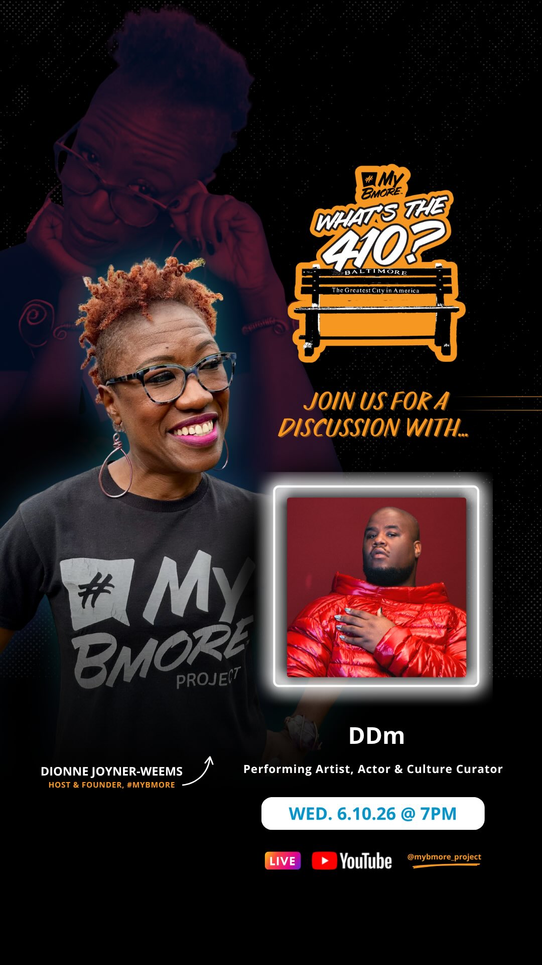 There is so much happening throughout Baltimore and the world 🌍, and for a while I felt pressure to speak.
But through grief and transition, the Holy Spirit reminded me that my assignment is not always to BE the voice.
Sometimes, my assignment is to amplify the voices AROUND ME.
Which brought me back to my conversation w/ DDm (@dapperdanmidas), performing artist, actor and cultural curator. 🎭✨
Though recorded in February, the reflections and truths shared still feel deeply relevant today.
🎥 Full episode premieres next
Wednesday at 7 PM
📍 Watch on YouTube +
MyBmoreProject.com
#DDm
#WhatsThe410
#BaltimoreCulture
#DionneJoynerWeems
#MyBmore