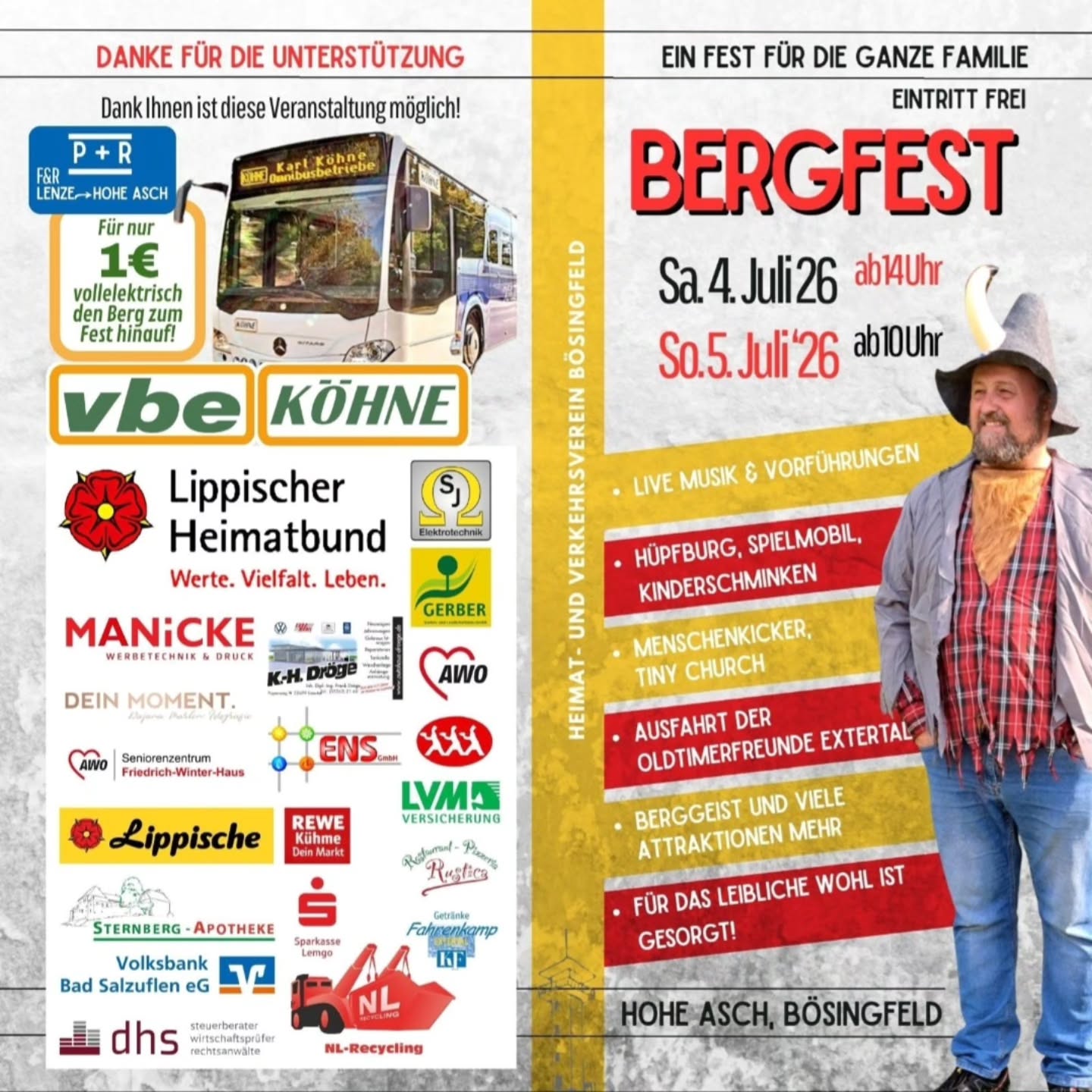 Freut euch auf ein tolles Famimienfest mit abwechslungsreichem Programm
