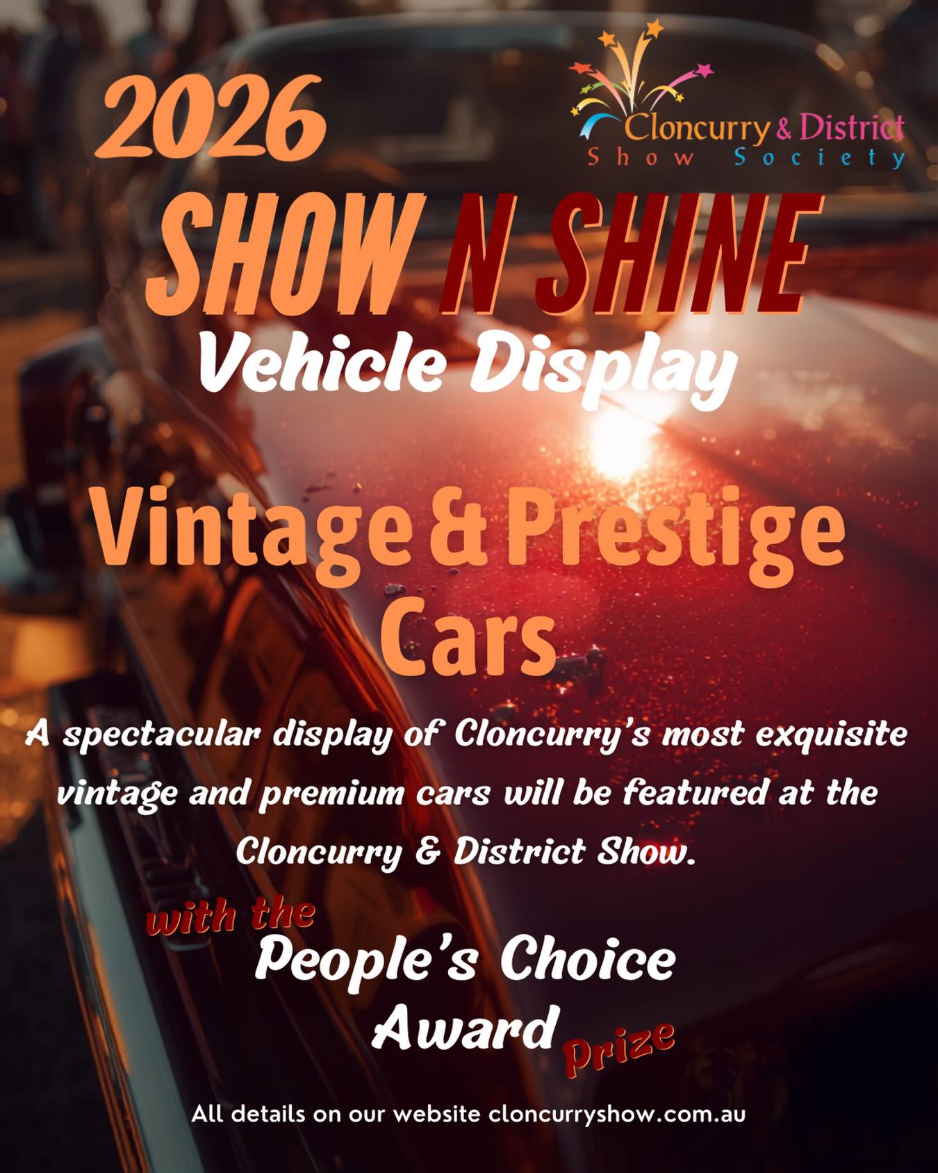 🚗 Show n Shine Vehicle Display at the Cloncurry & District Show!
Classic cars, tough utes, custom builds and everything in between!
Come and check out an impressive lineup of vehicles on display and celebrate the passion of local motoring enthusiasts.
For more details on how to enter go to cloncurryshow.com.au
#cloncurryshow