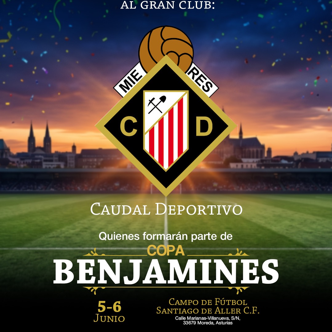 Nuestro siguiente club en disfrutar de la COPA BENJAMIN es @caudaldeportivo Esta temporada para las categorías de fútbol sala a sido fabulosa, consiguiendo ascensos (benjamín A, benjamín C y prebenjamin A) y no solo eso... derrochando un grandísimo fútbol en todos sus equipos de sala en el 40x20. Seguro nos hacen disfrutar sobre el césped. Aquí tenéis vuestra casa!! #copabenjamin