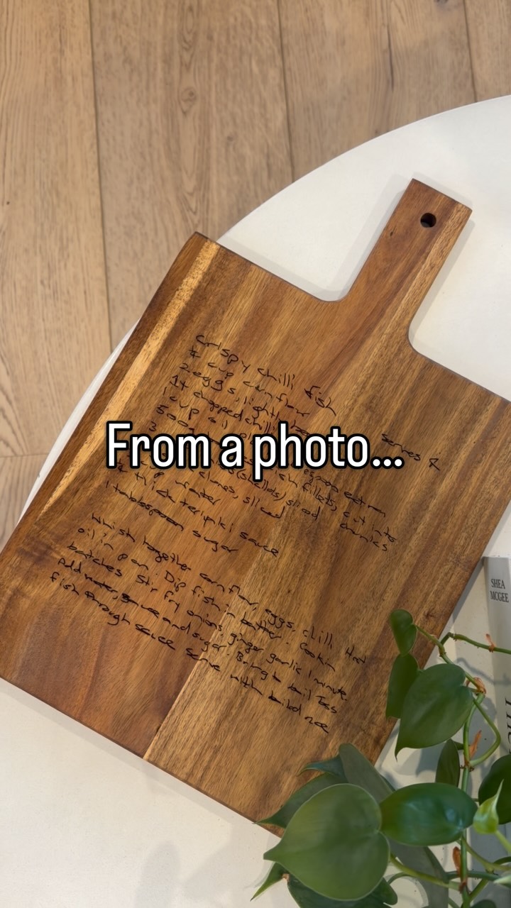 There’s something special about seeing a loved one’s handwriting every day.
This treasured recipe was transformed from a simple photo into a keepsake board that can be displayed, gifted and passed down through generations. 🤍
Personalised using your own handwritten recipes, notes or family favourites.
#HandwrittenRecipeBoard #FamilyKeepsake #PersonalisedGift #DebsDesignLab #MadeInMelbourne